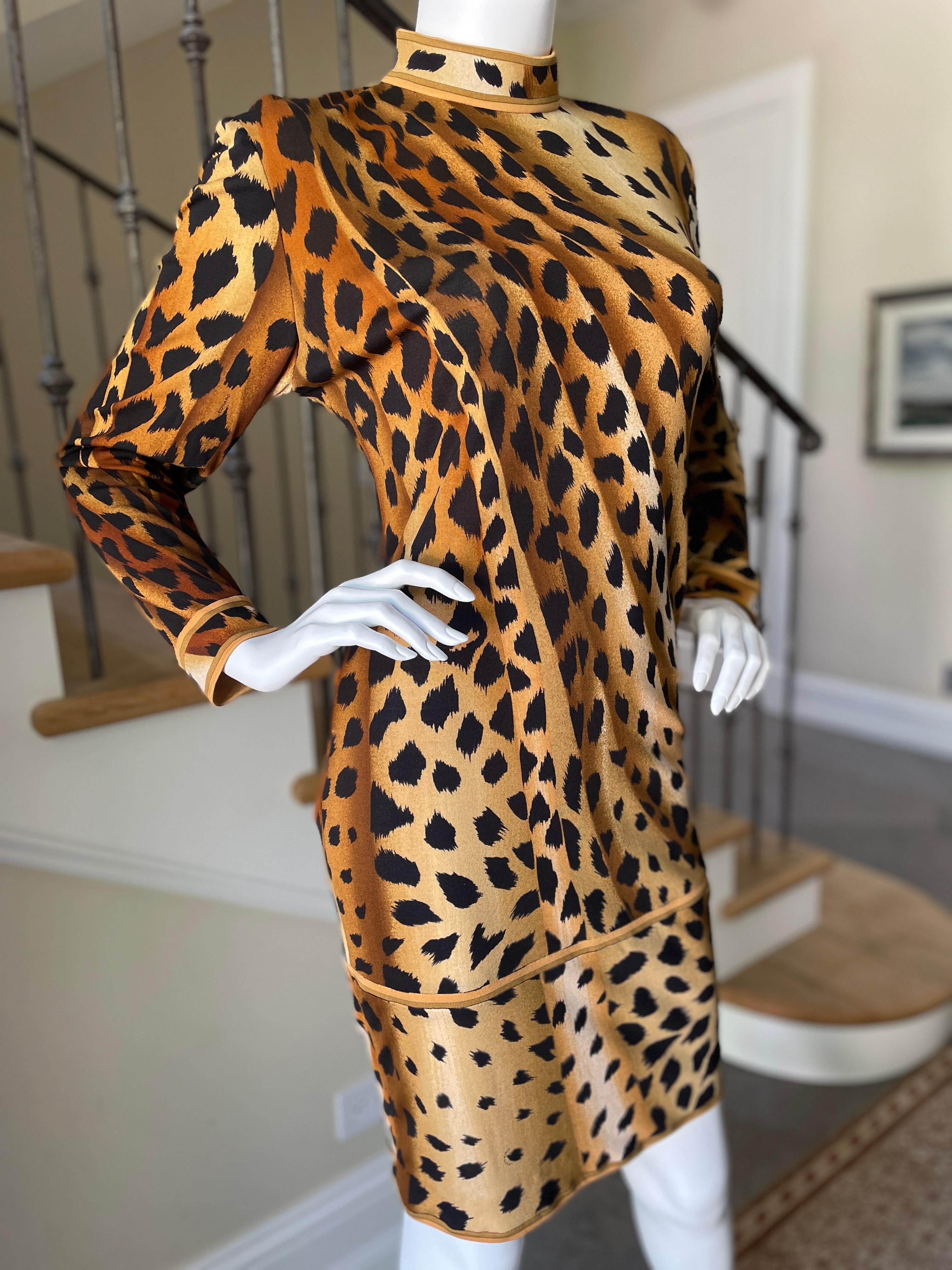 Women's Leonard Paris 1970's Leopard Print Silk Jersey Dress For Sale
