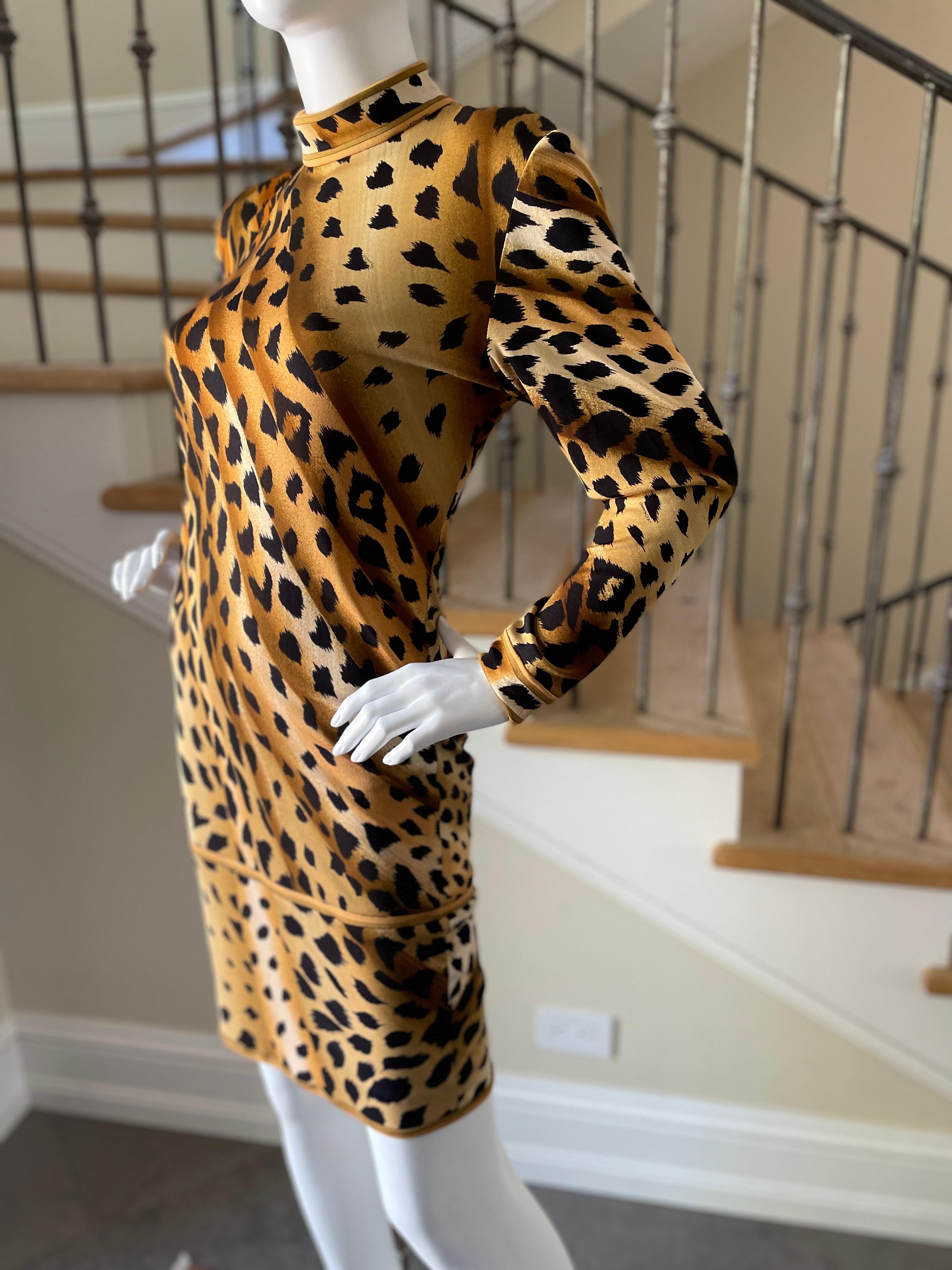 Leonard Paris 1970's Leopard Print Silk Jersey Dress For Sale 2