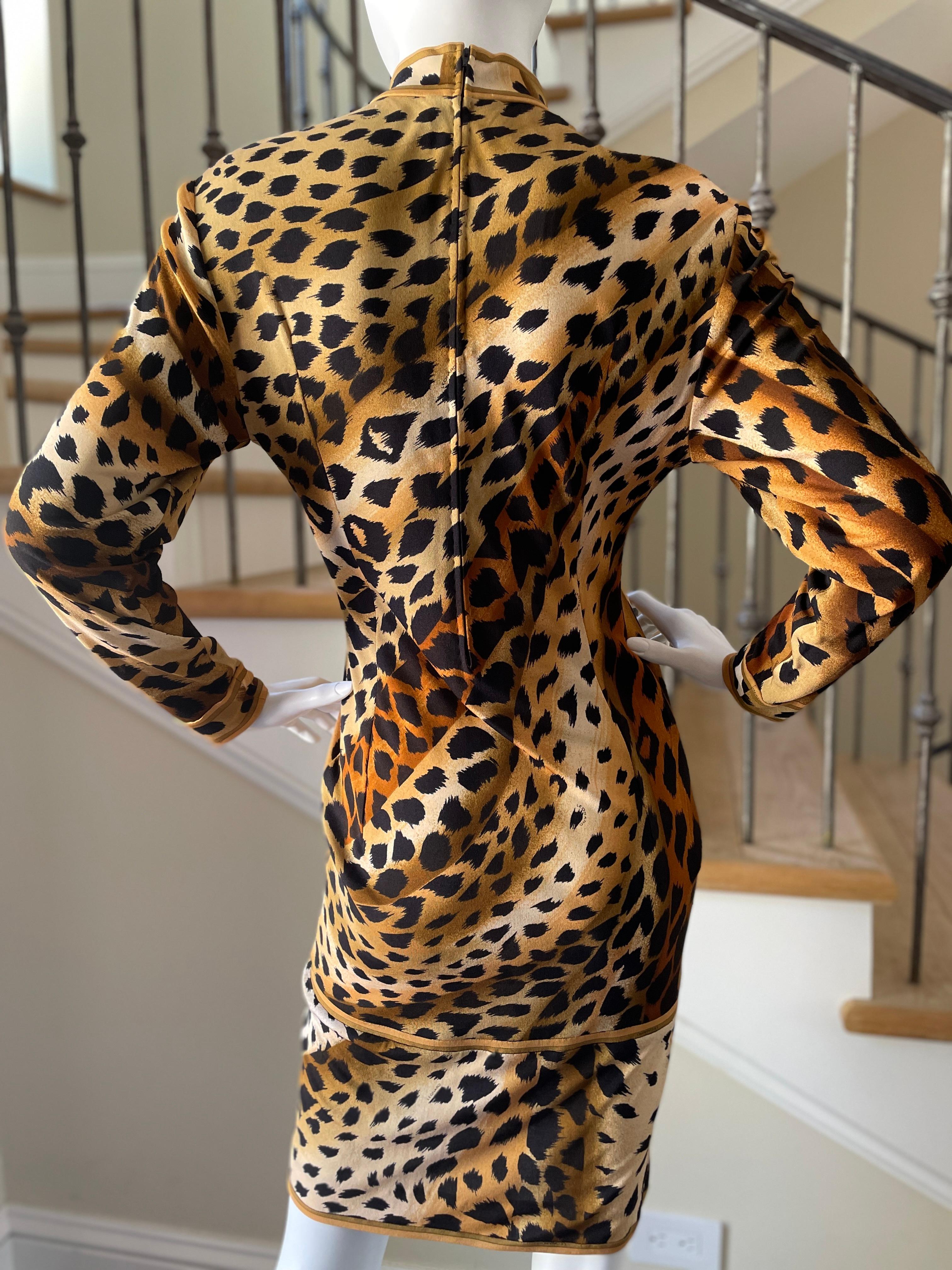 Leonard Paris 1970's Leopard Print Silk Jersey Dress For Sale 3