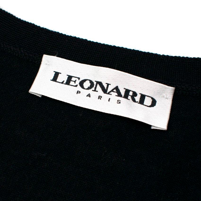 Leonard Paris Black Cardigan with Floral Silk Front - Size M  1