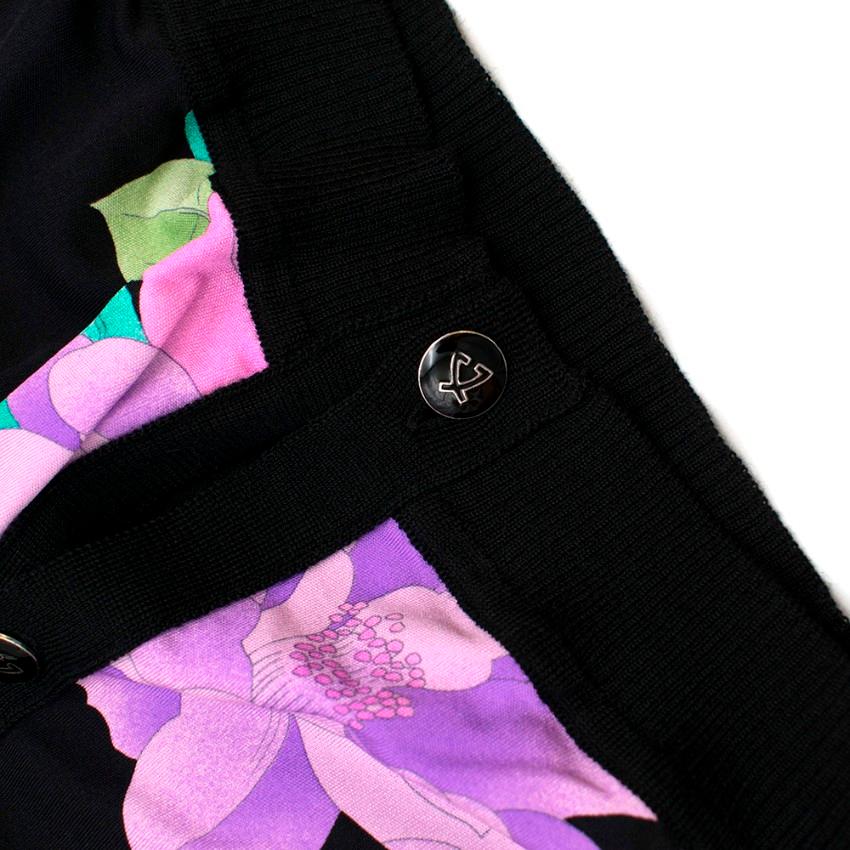 Leonard Paris Black Cardigan with Floral Silk Front - Size M  3
