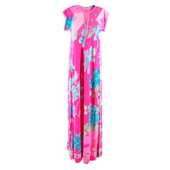 Leonard Paris Bright Pink Printed Maxi Dress S 42