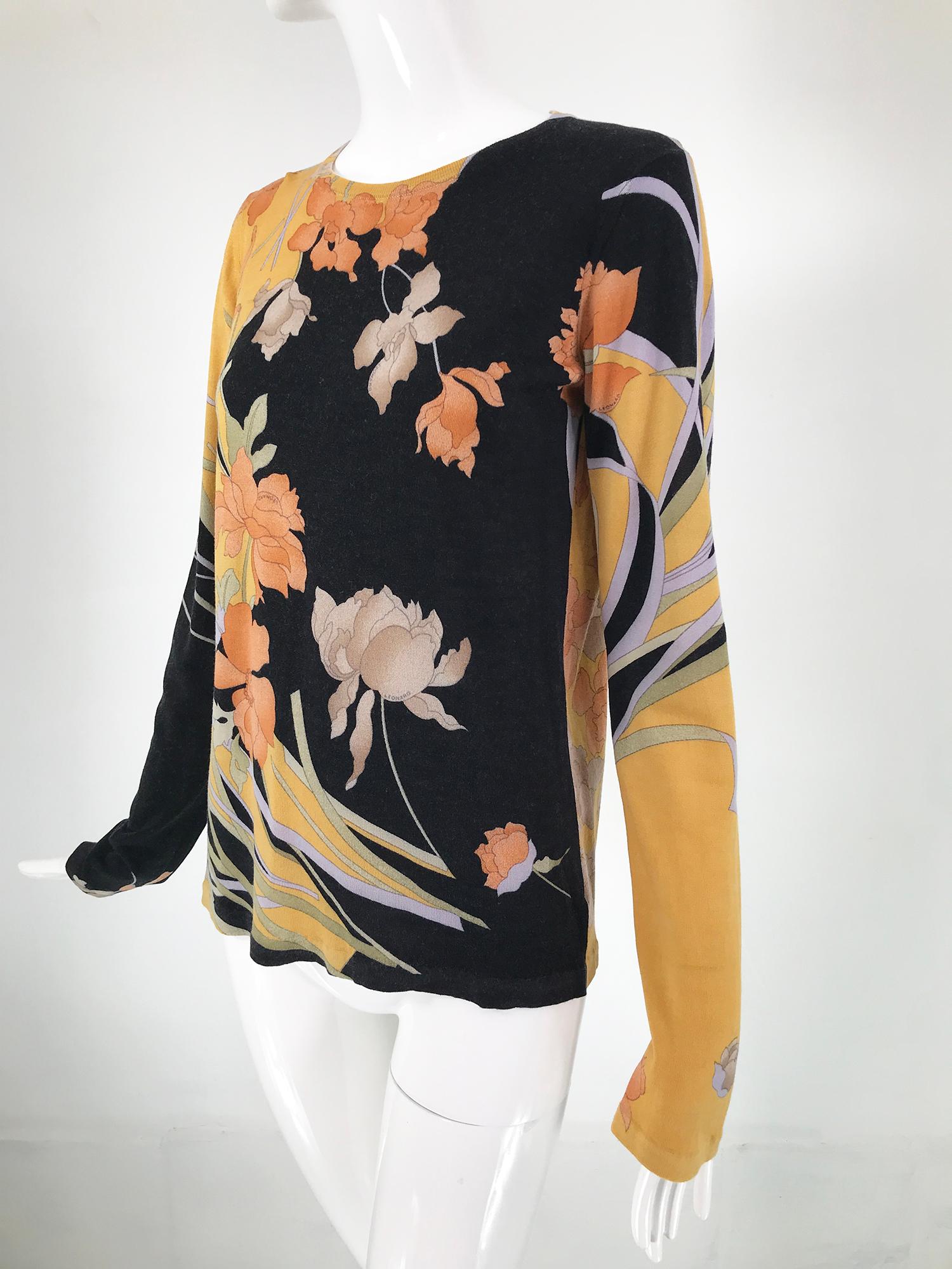 Leonard Paris Fine Wool Knit Floral Pullover Sweater  4