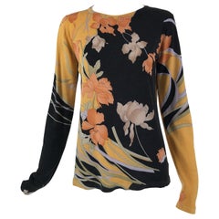 Leonard Paris Fine Wool Knit Floral Pullover Sweater