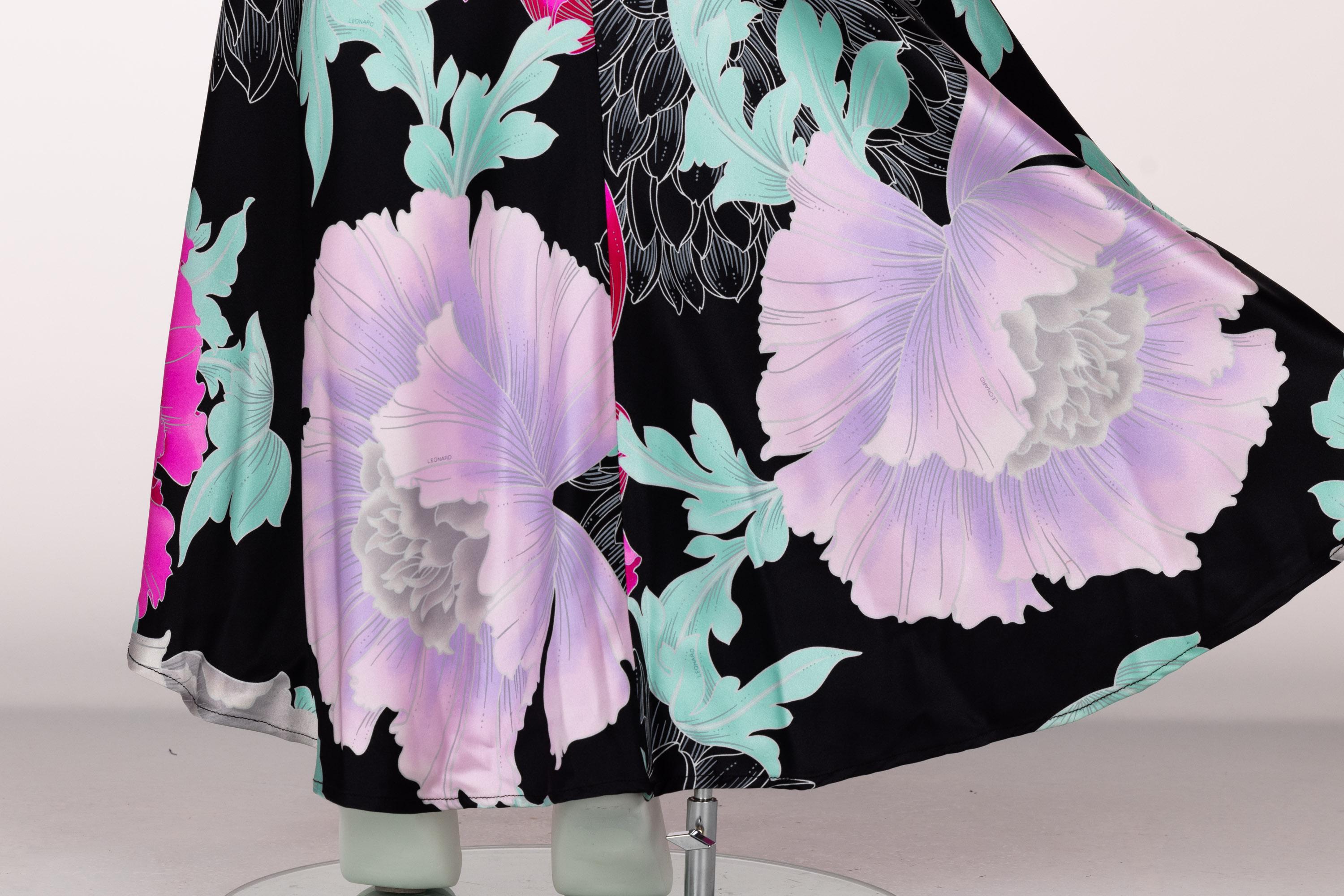 Leonard Paris Floral Silk Lace Inset Maxi Dress, 1990s For Sale 8