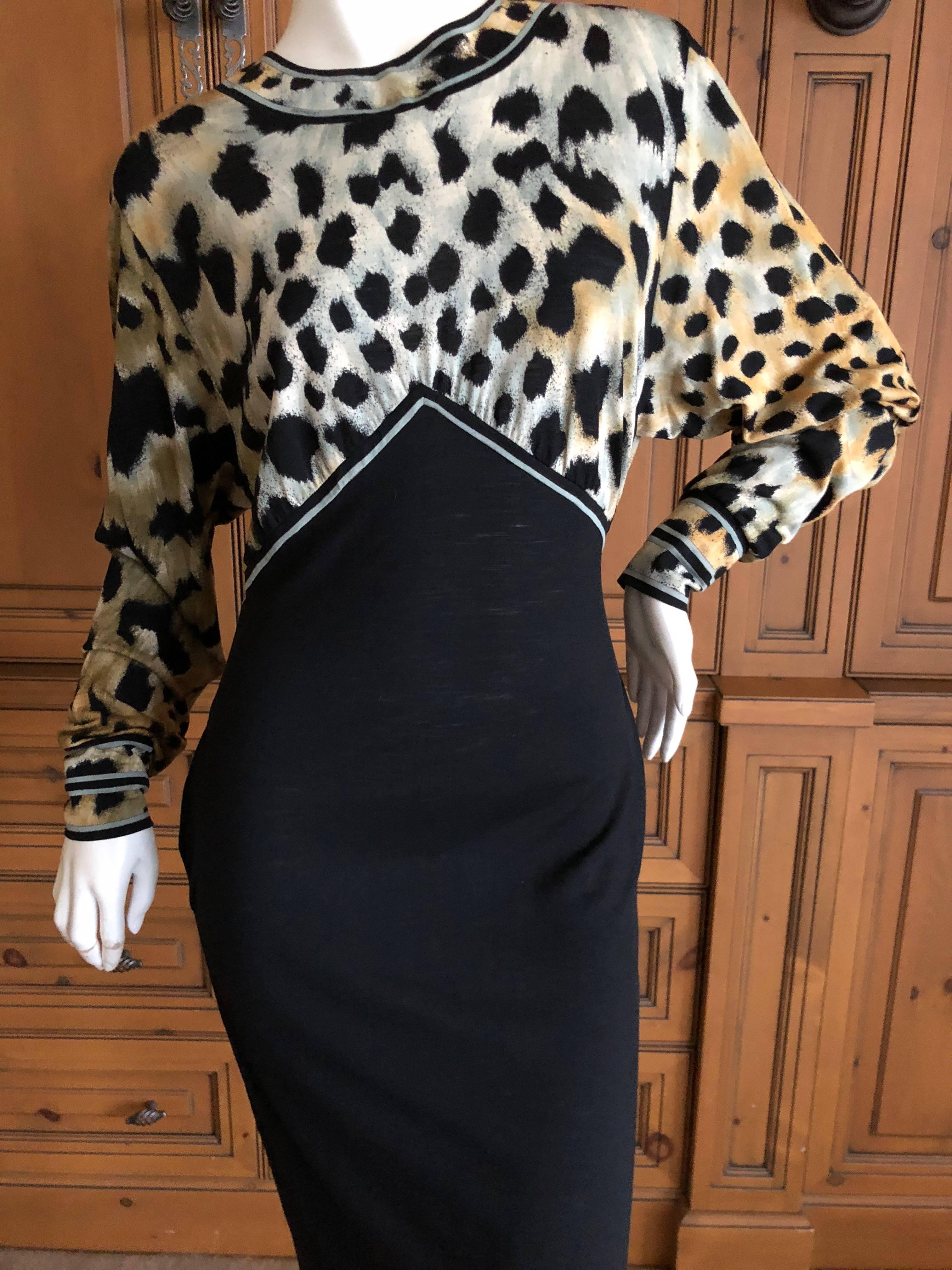 Leonard Paris for Bergdorf Goodman 1970's Leopard Jersey Dress In Excellent Condition For Sale In Cloverdale, CA