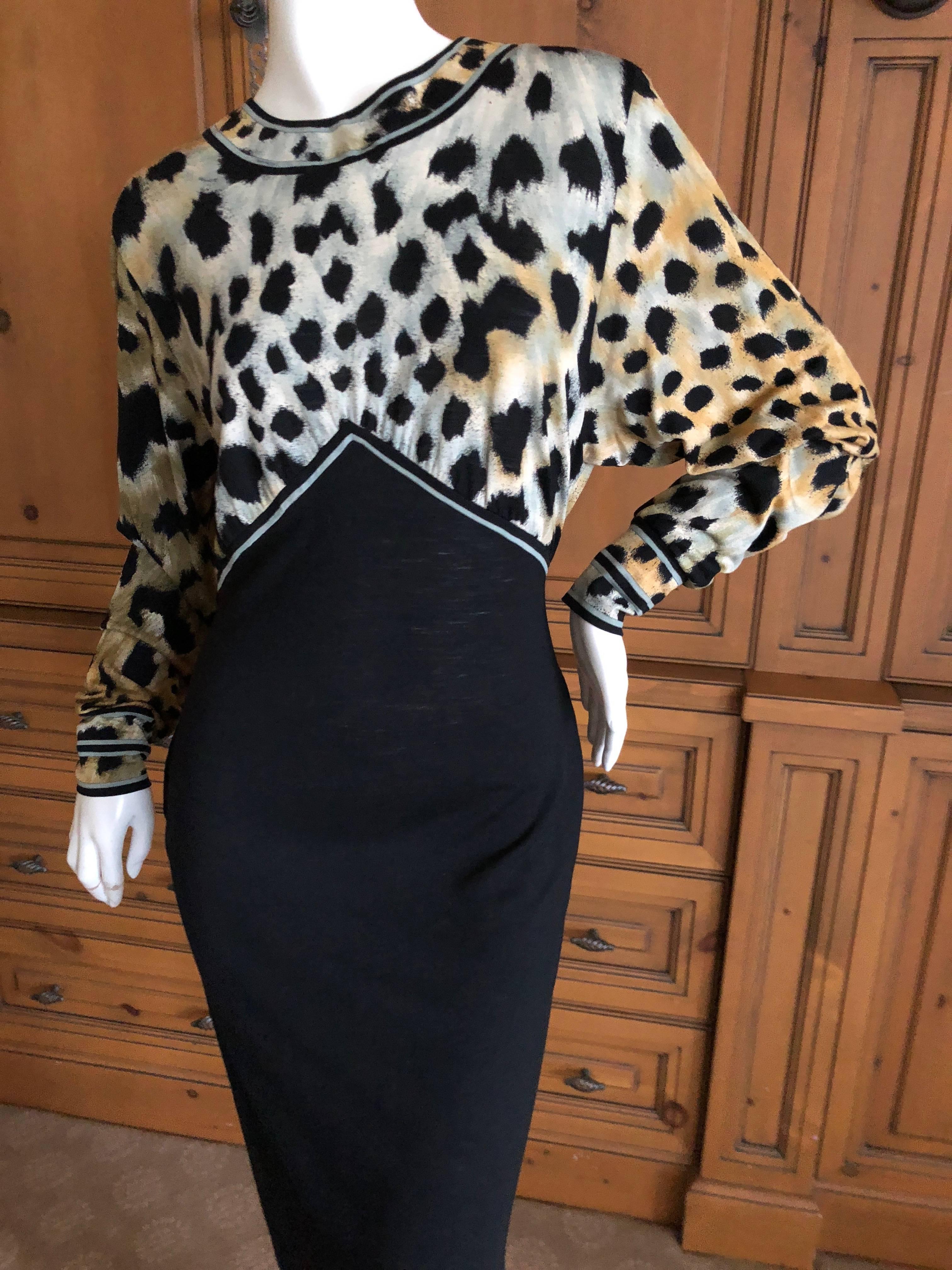 Leonard Paris for Bergdorf Goodman 1970's Leopard Jersey Dress For Sale 1