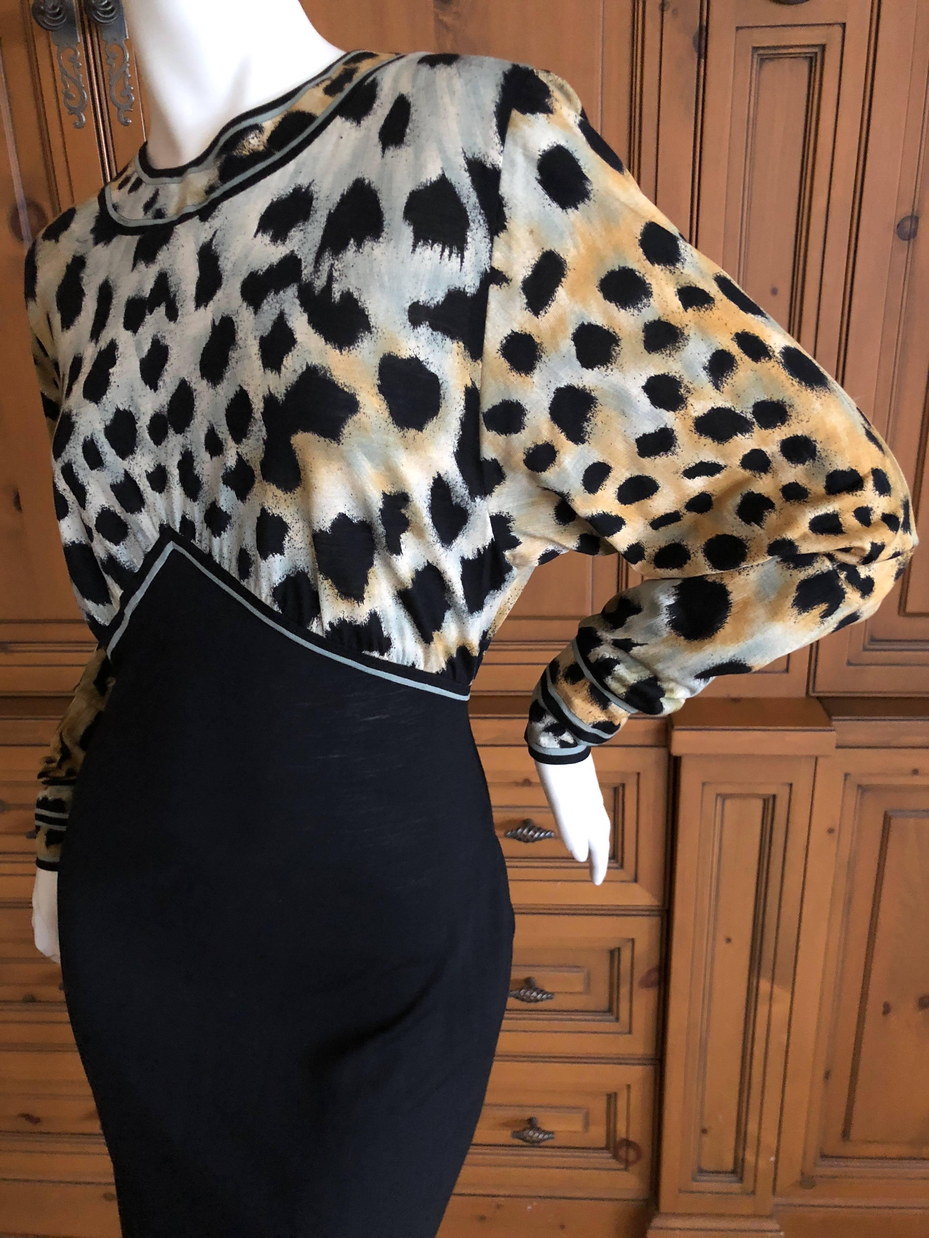 Leonard Paris for Bergdorf Goodman 1970's Leopard Jersey Dress For Sale 2