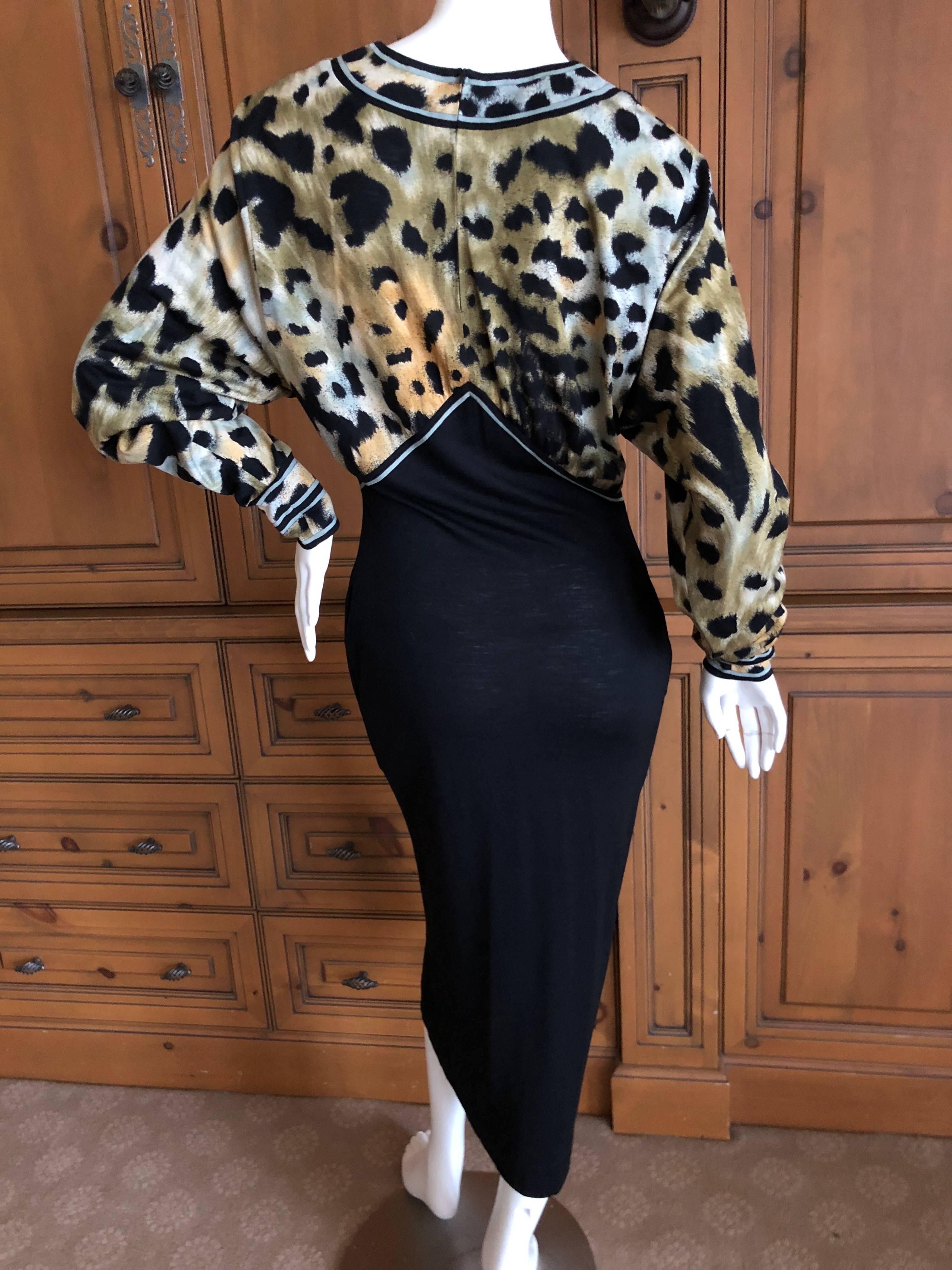 Leonard Paris for Bergdorf Goodman 1970's Leopard Jersey Dress For Sale 3