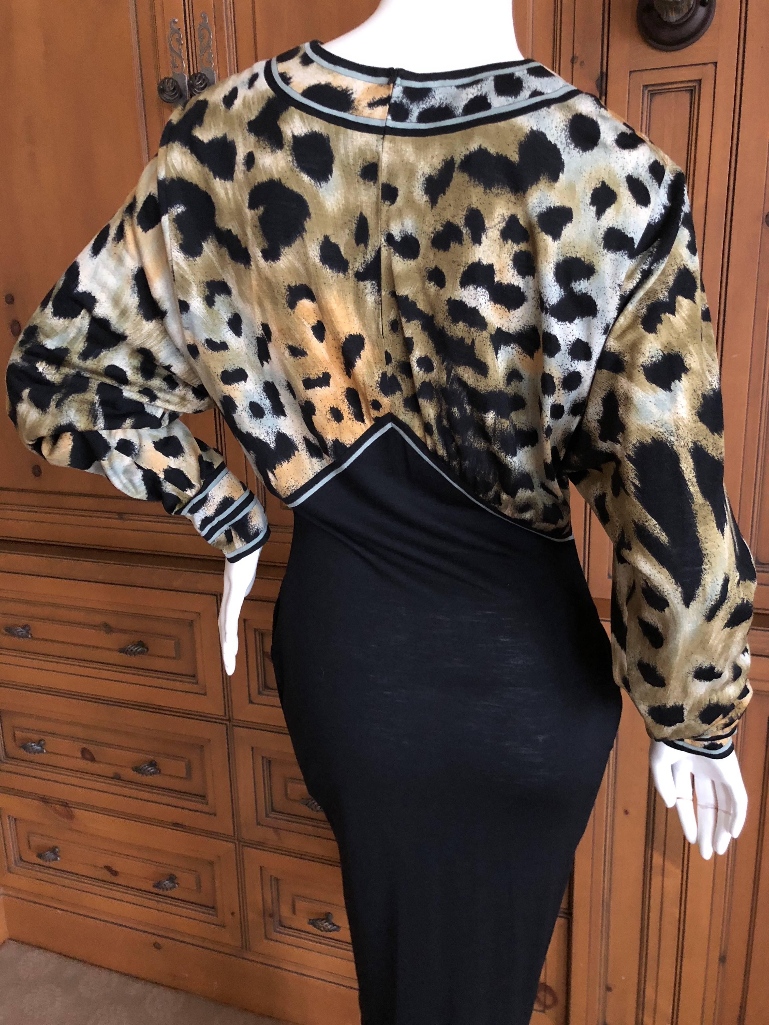 Leonard Paris for Bergdorf Goodman 1970's Leopard Jersey Dress For Sale 4