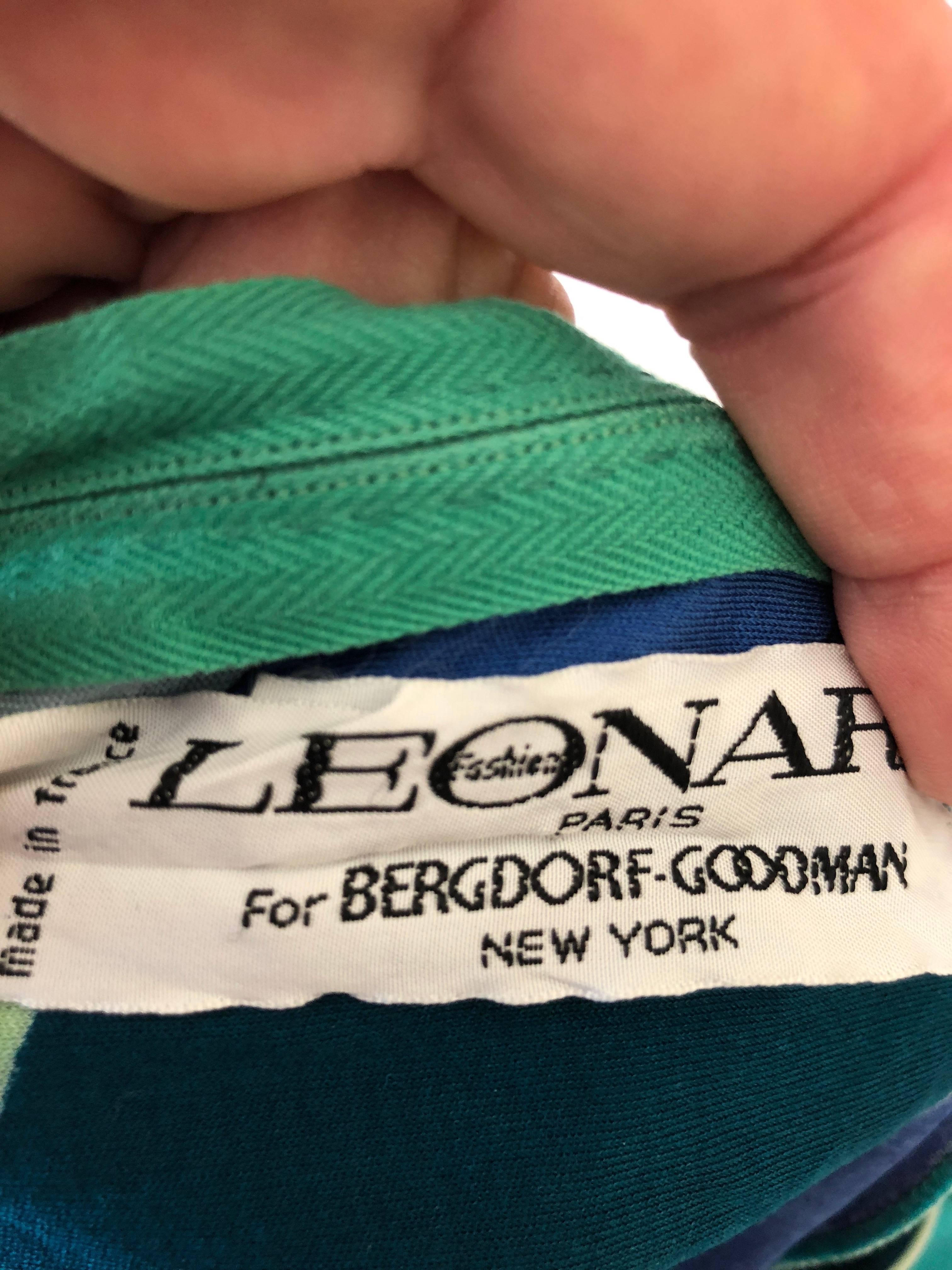 Leonard Paris for Bergdorf Goodman 1970's Silk Jersey Dress with Belt For Sale 2