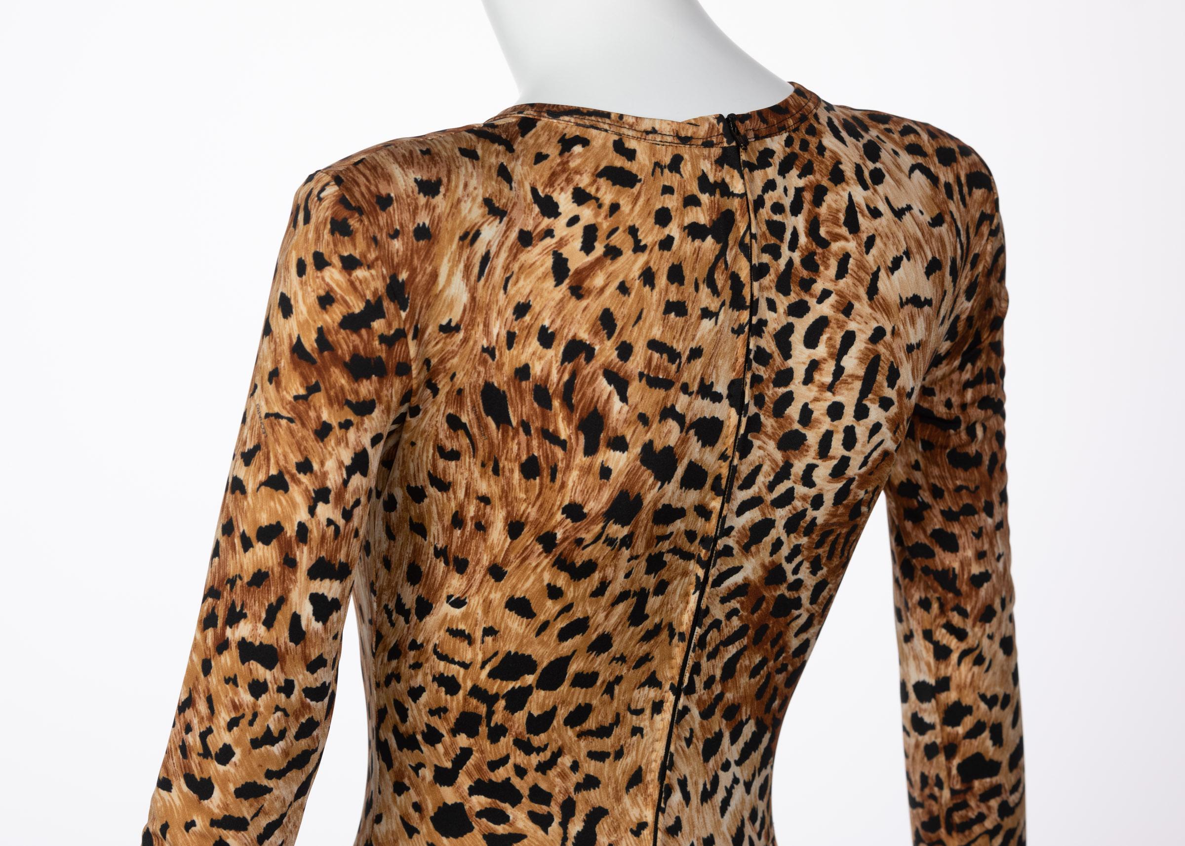 Leonard Paris Leopard Print Catsuit Runway 1990s In Excellent Condition In Boca Raton, FL