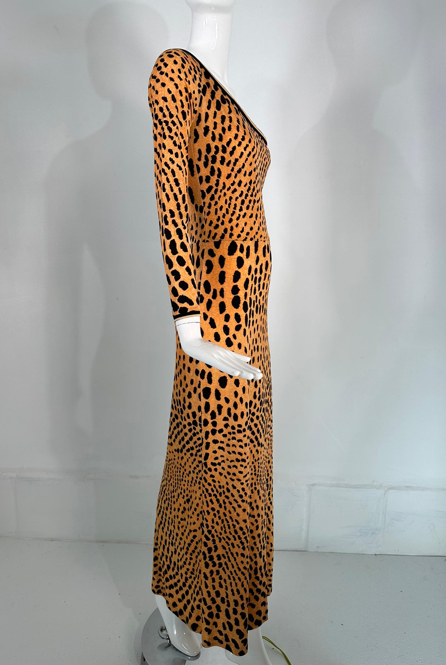 Leonard Paris Leopard Print Silk Jersey One Shoulder Side Vent Maxi Dress 7