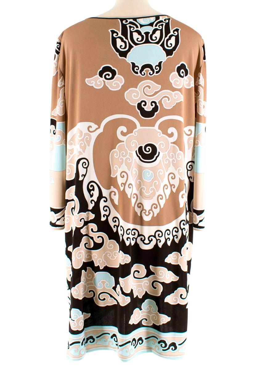 Beige Leonard Paris Light Brown Abstract Pattern dress - Size US 10