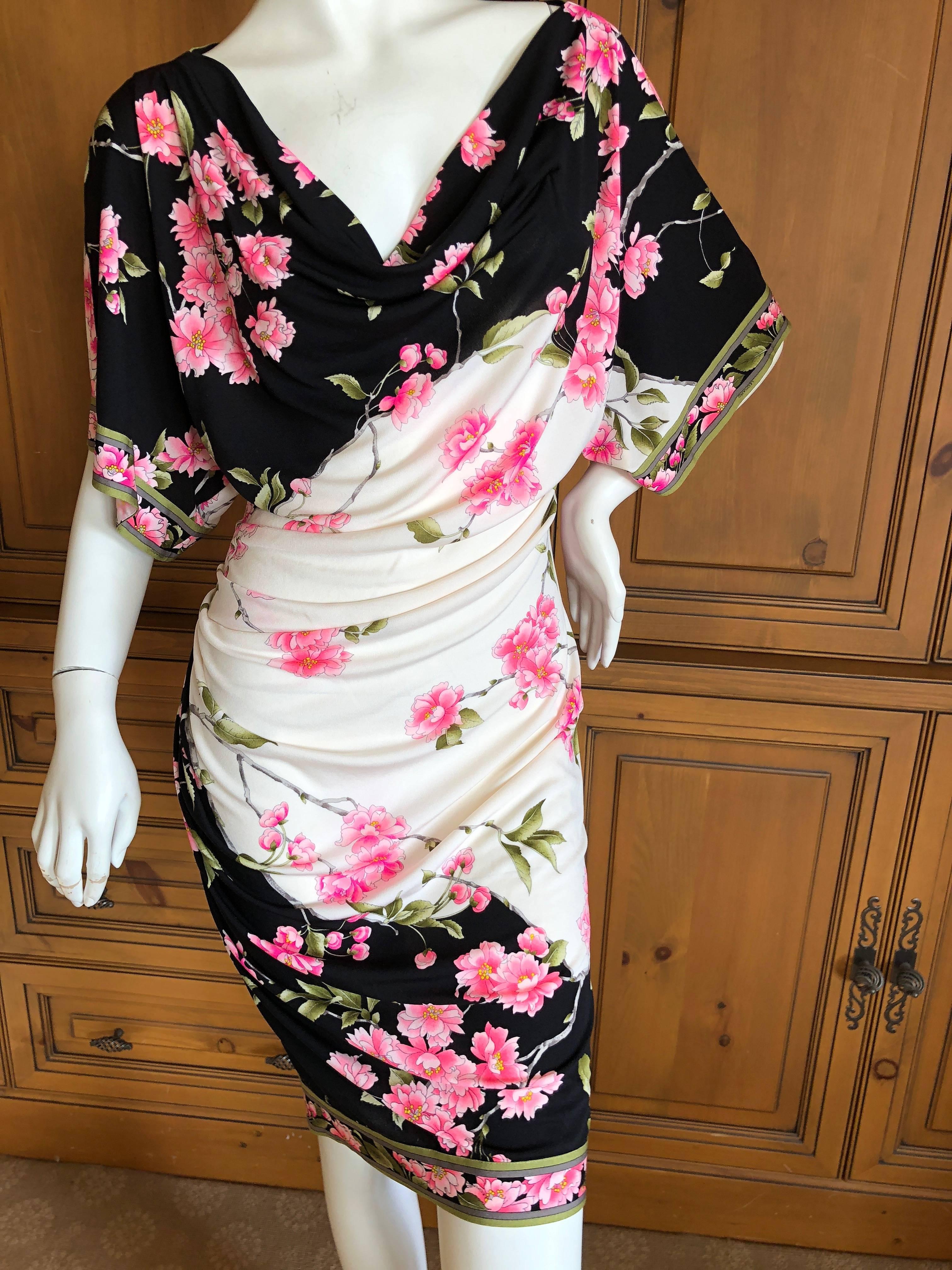 Leonard Paris Luscious Silk Jersey Floral Print Dress New with Tags In Excellent Condition For Sale In Cloverdale, CA