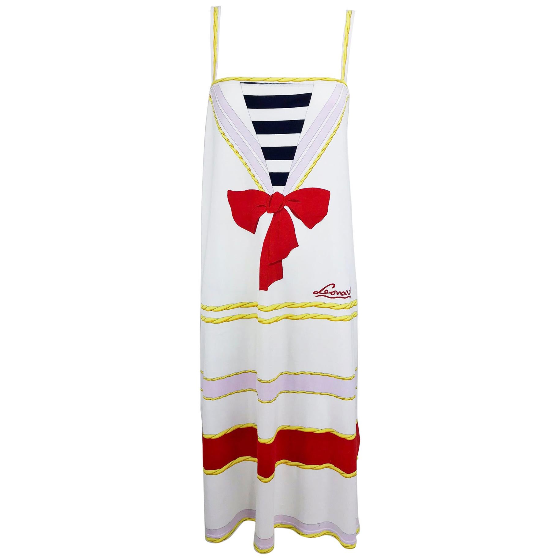 Leonard Paris Floral Print Shift Style Dress Made in France 1980s For