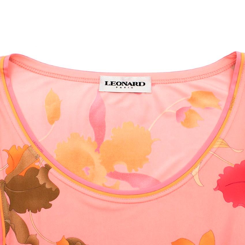 Orange Leonard Paris Pink Floral Scoop Neck Mini Dress - Size US 10