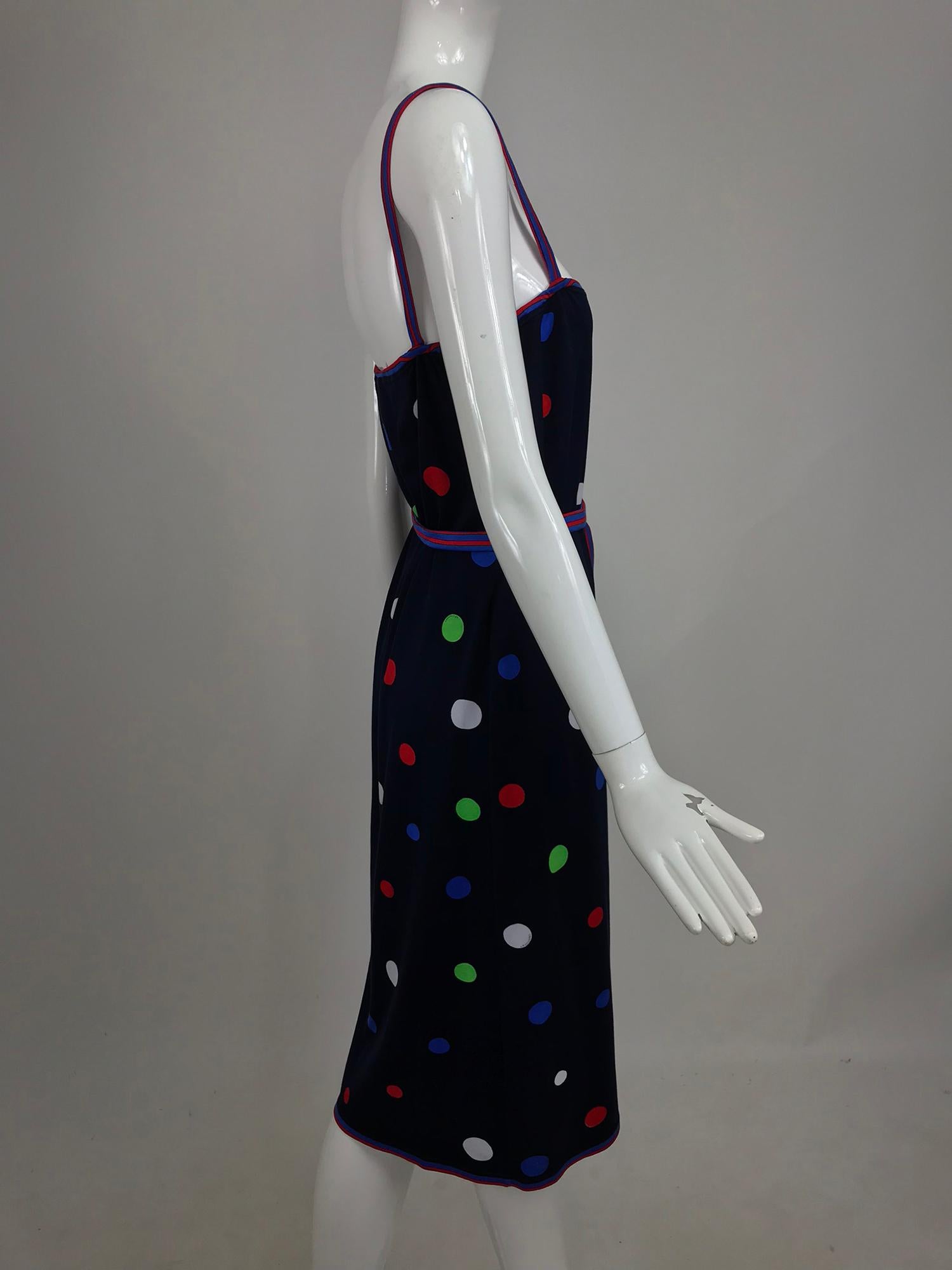 Women's Leonard Paris Polka Dot Cotton Knit Sun Dress  For Sale