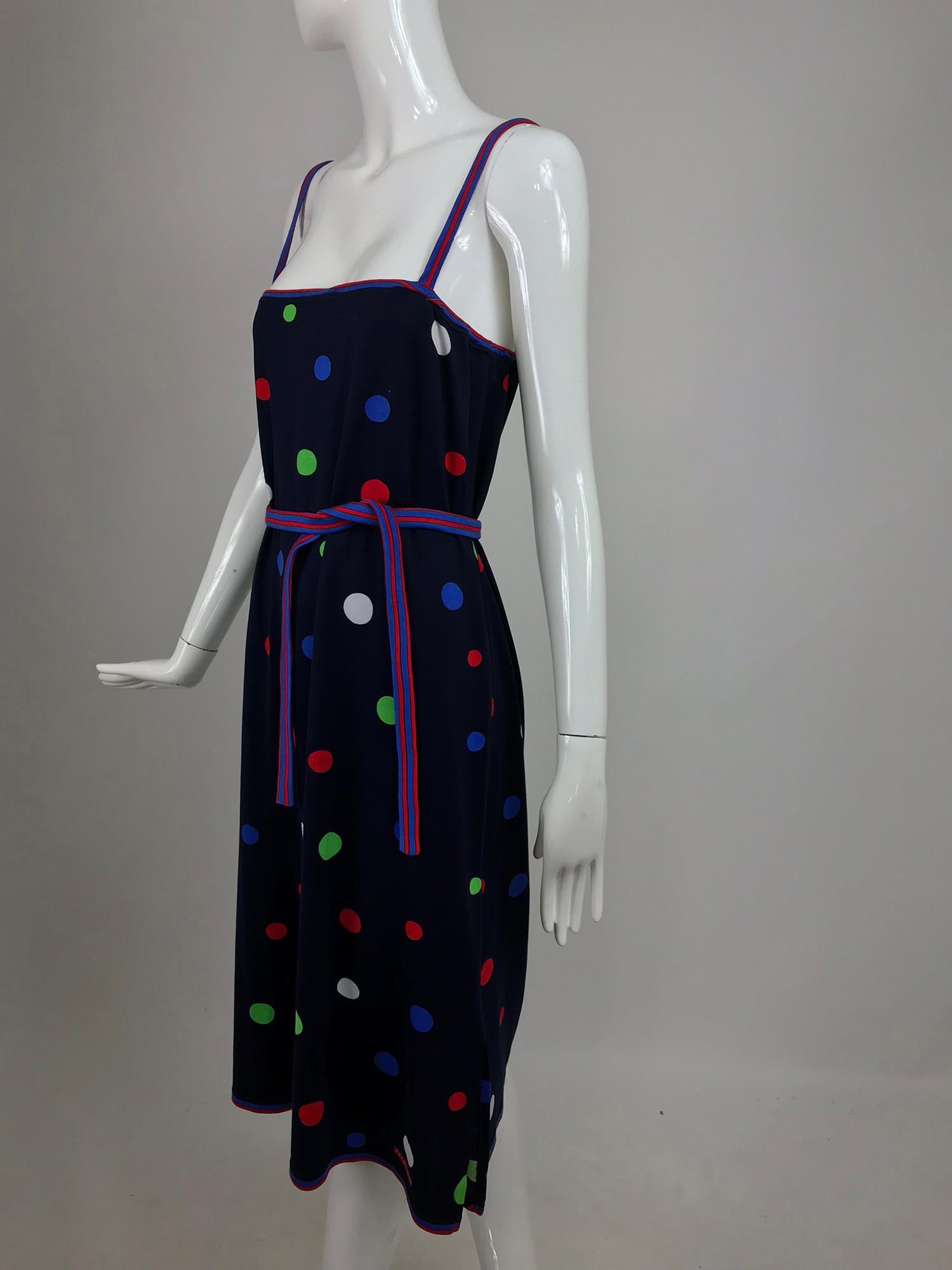 Leonard Paris Polka Dot Cotton Knit Sun Dress  For Sale 4