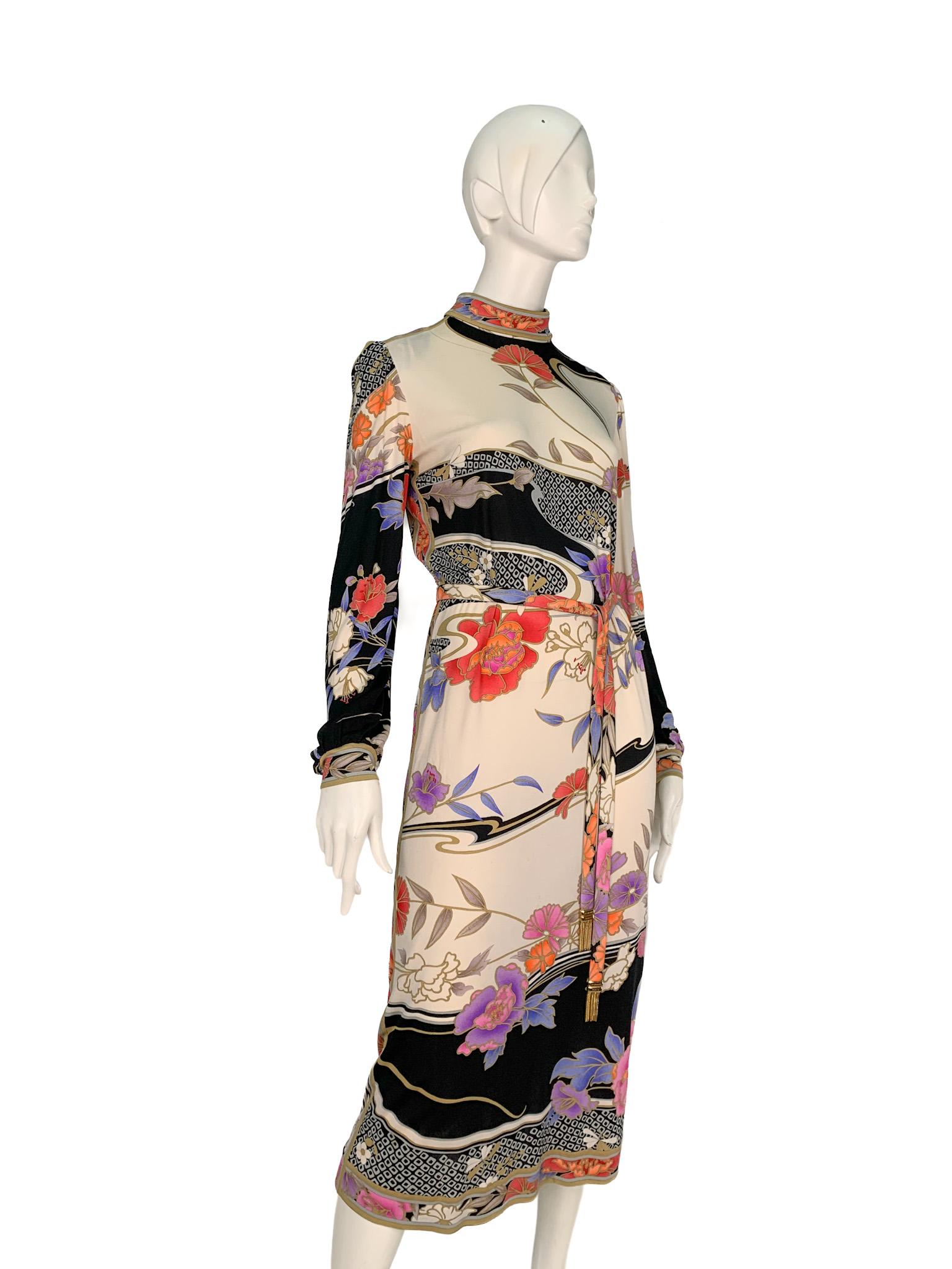 Leonard Paris printed dress in 100% mikado silk jersey. 1