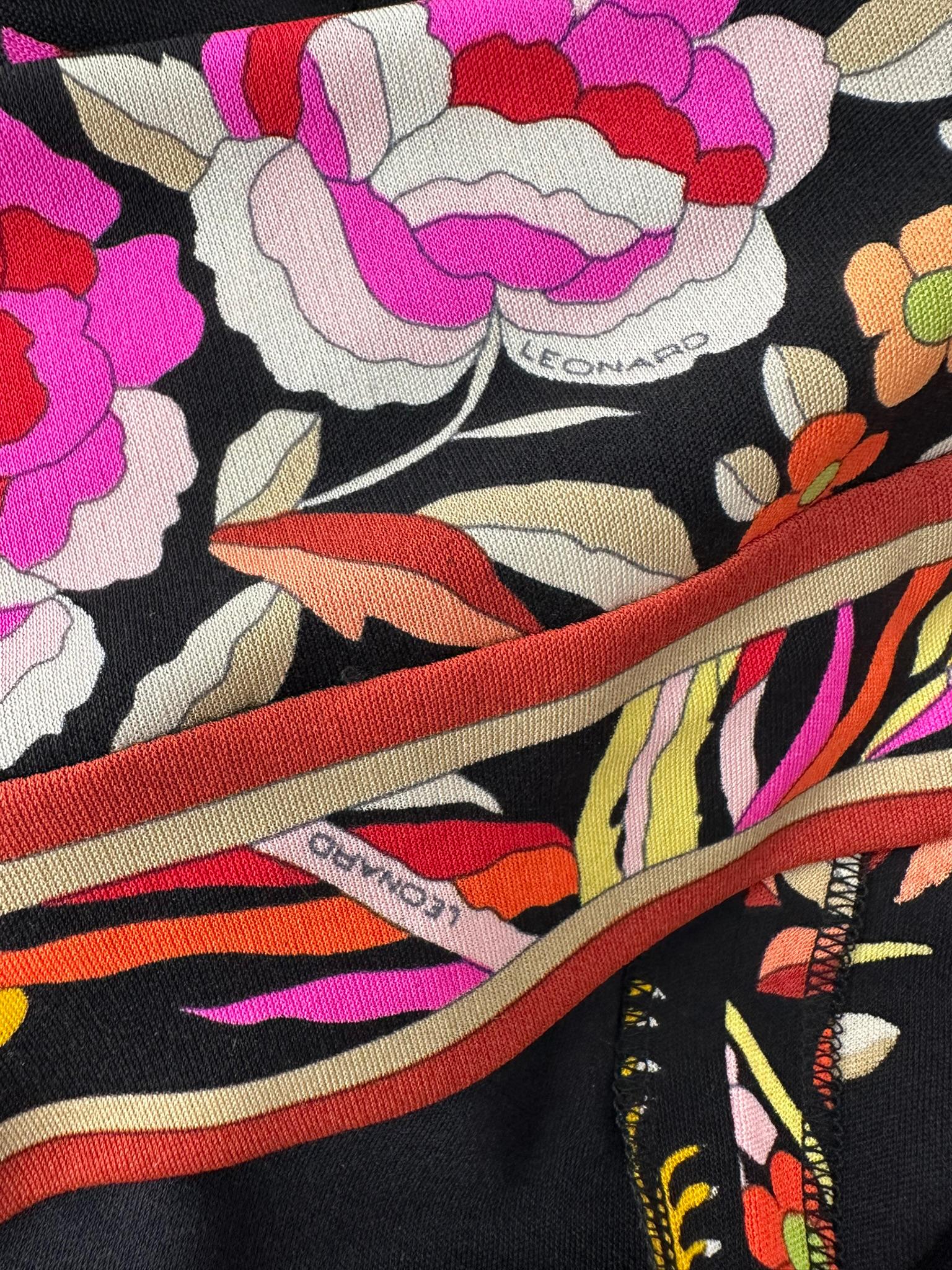 Leonard Paris Rare Cheongsam Style Silk Jersey Butterfly Phoenix Print Dress en venta 9