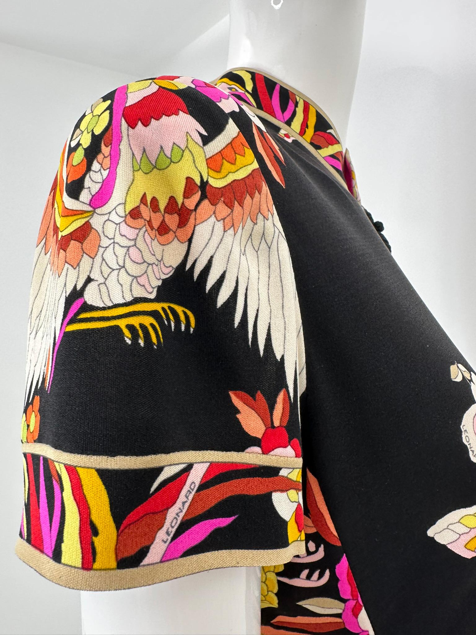 Leonard Paris Rare Cheongsam Style Silk Jersey Butterfly Phoenix Print Dress en venta 13