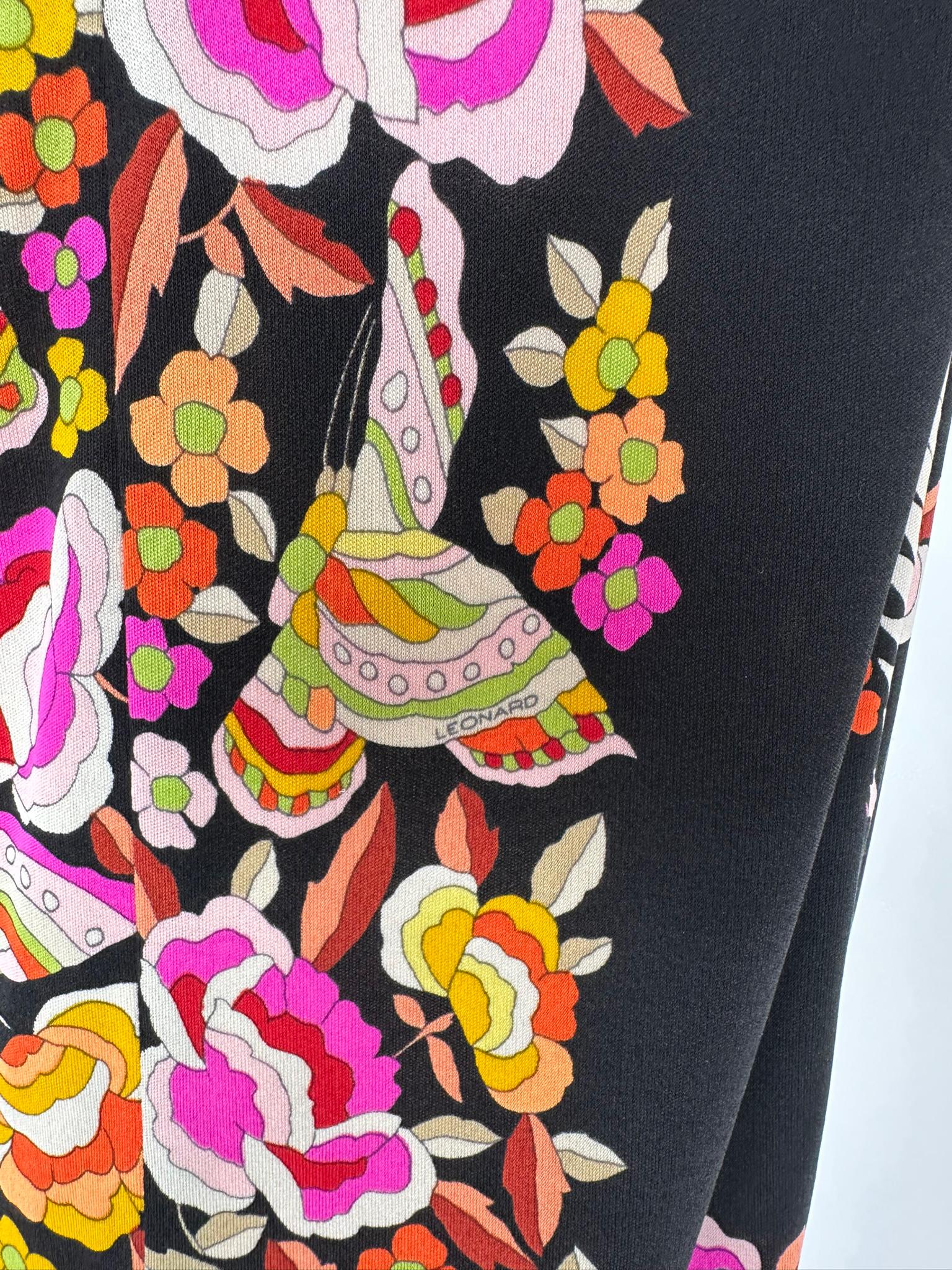 Leonard Paris Rare Cheongsam Style Silk Jersey Butterfly Phoenix Print Dress en venta 15