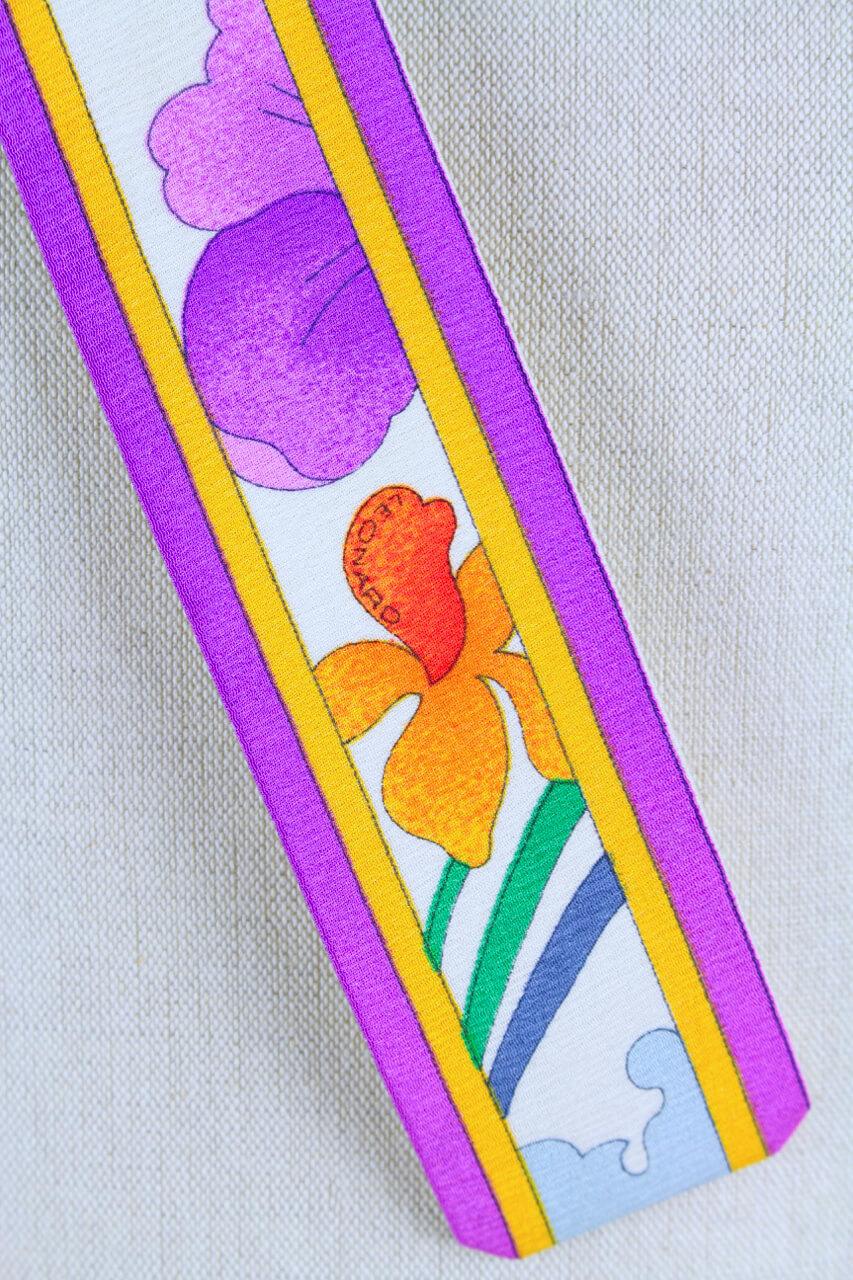 Ceinture en cuir recouverte de soie à imprimé floral caractéristique Lonard Paris, années 1980 en vente 1
