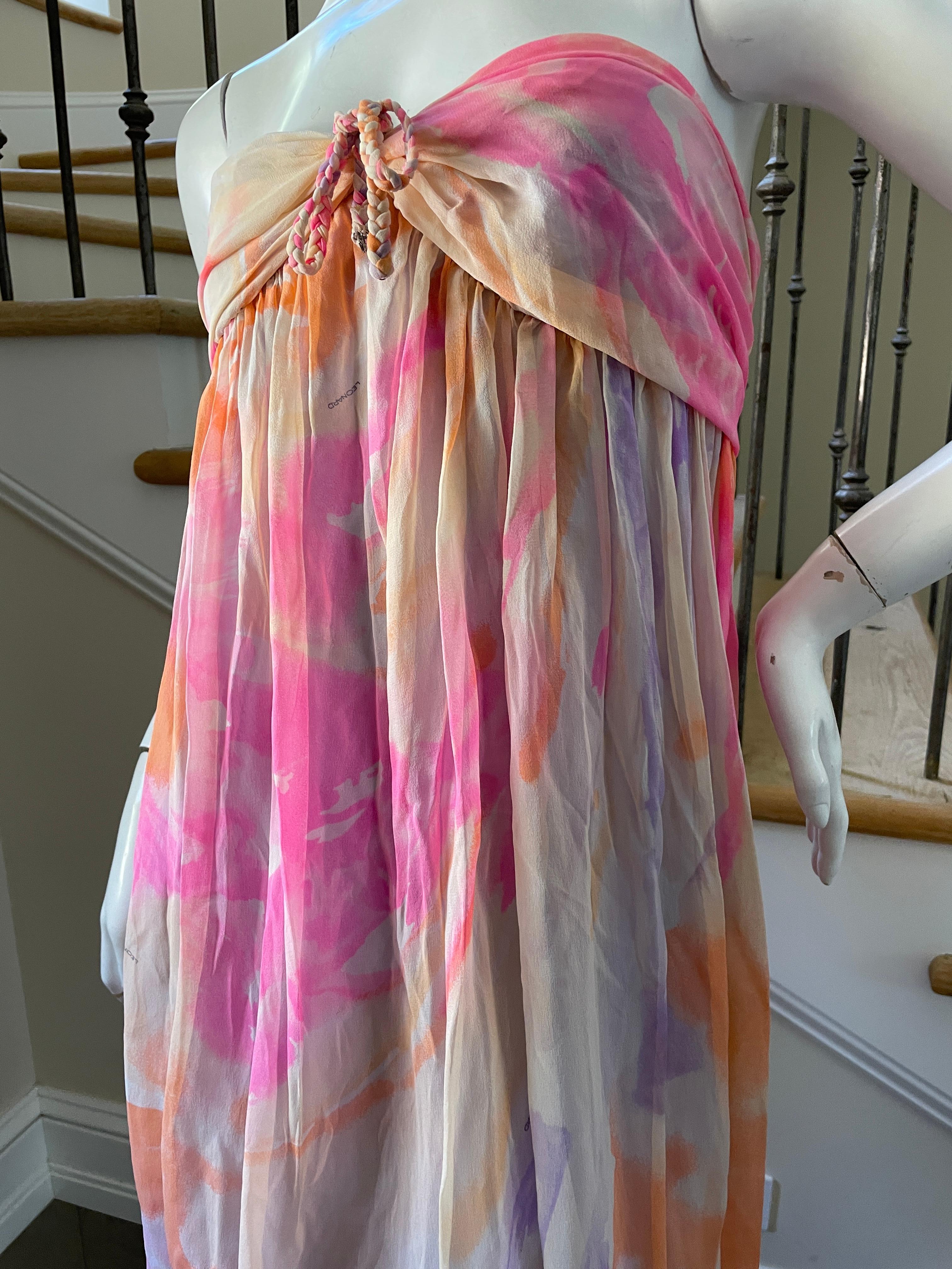 Leonard Paris Silk Chiffon Vintage Strapless Long Pastel Floral Dress 
So pretty, please use the zoom lens to see details.
Leonard Paris was a contemporary of Pucci, both houses creating brilliant 60's patterns on silk jersey.
Both were very