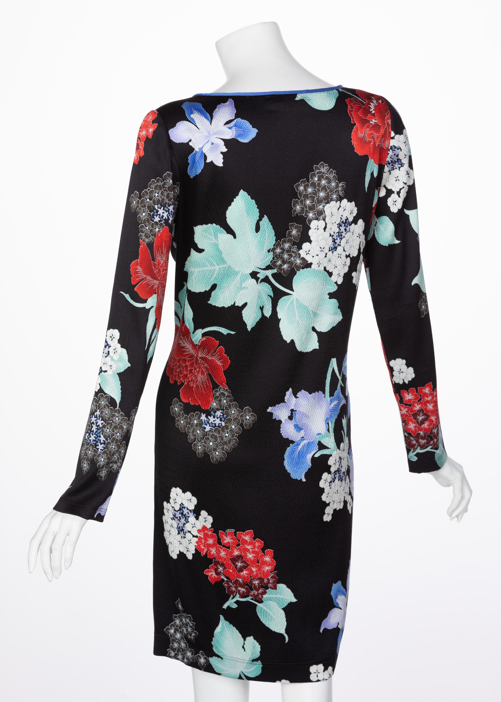 Leonard Paris Silk Floral Print Dress, 2000s In Excellent Condition In Boca Raton, FL