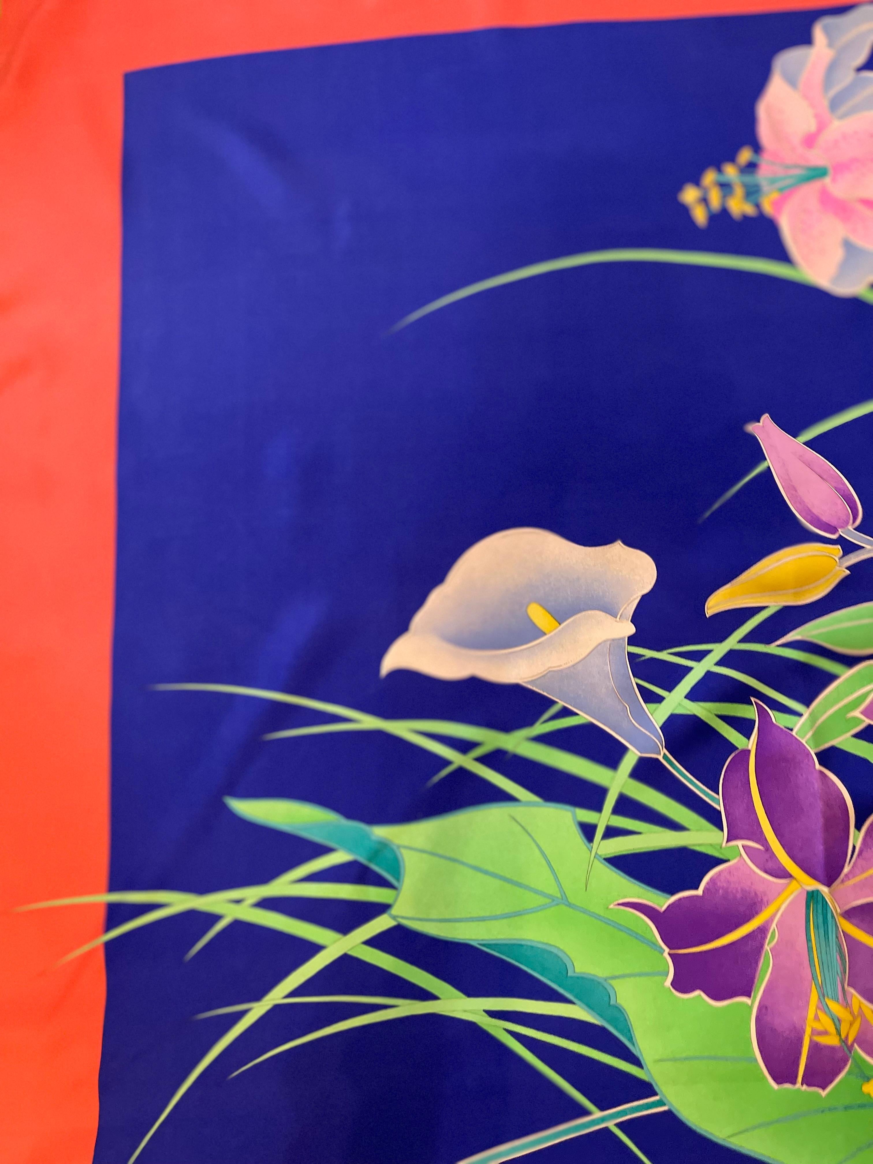 Leonard Paris Seiden-Blumenschal im Angebot 1