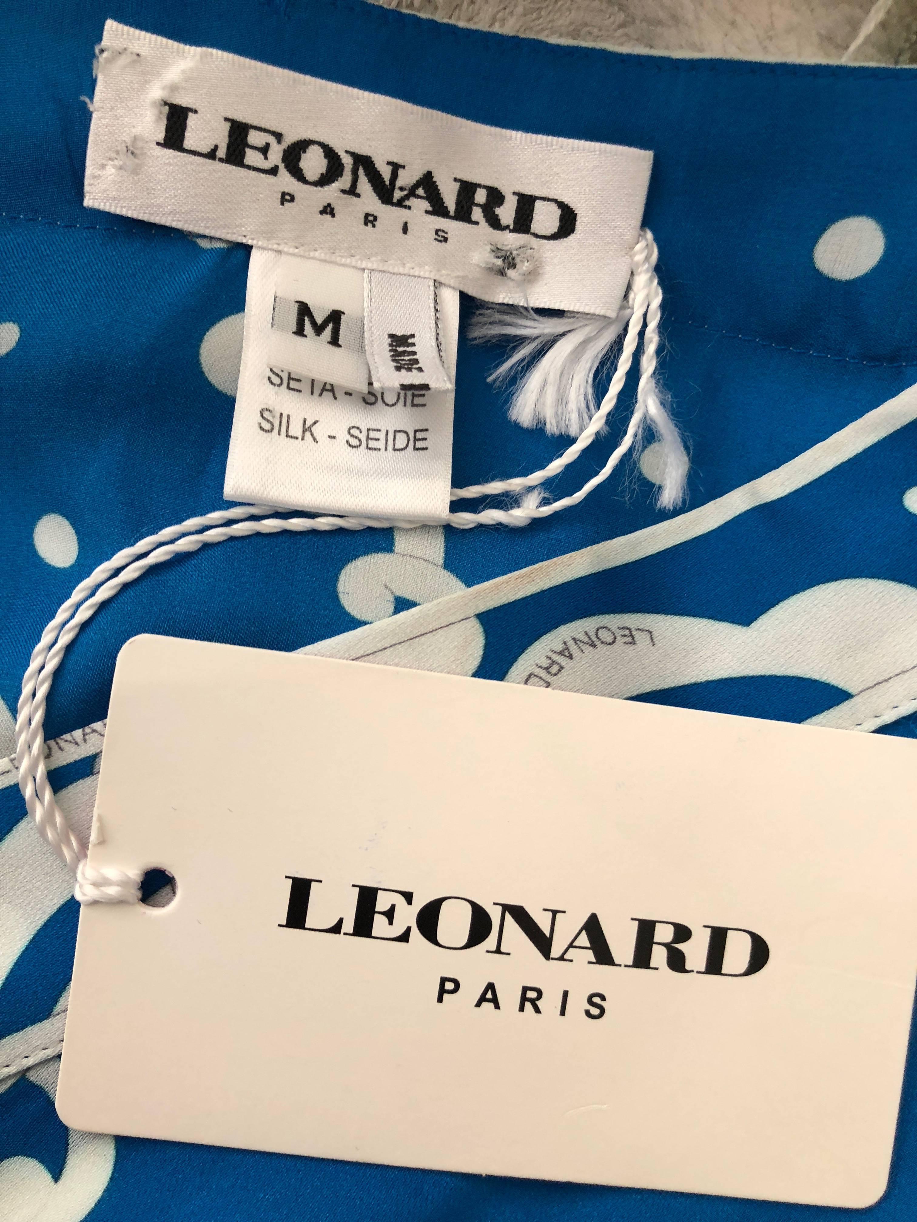 Leonard Paris Silk Hiroshigi Wave Print Caftan New with Tags For Sale 6