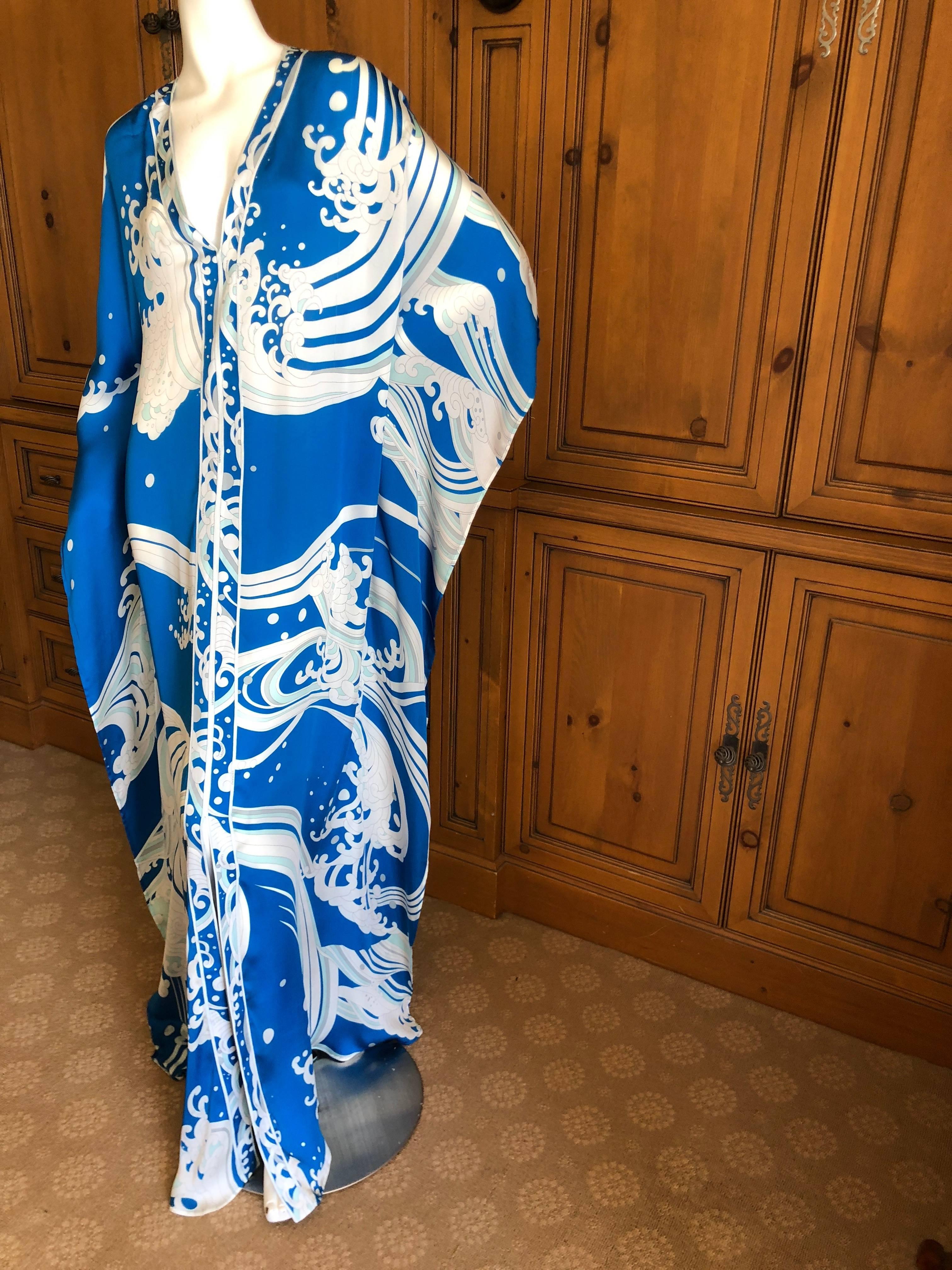 Leonard Paris Outstanding Silk Hiroshigi Wave Print Caftan
 New with Tags
Leonard Paris was a contemporary of Pucci, both houses creating brilliant 60's patterns on silk jersey.
 Both were very expensive, and carried in the best stores