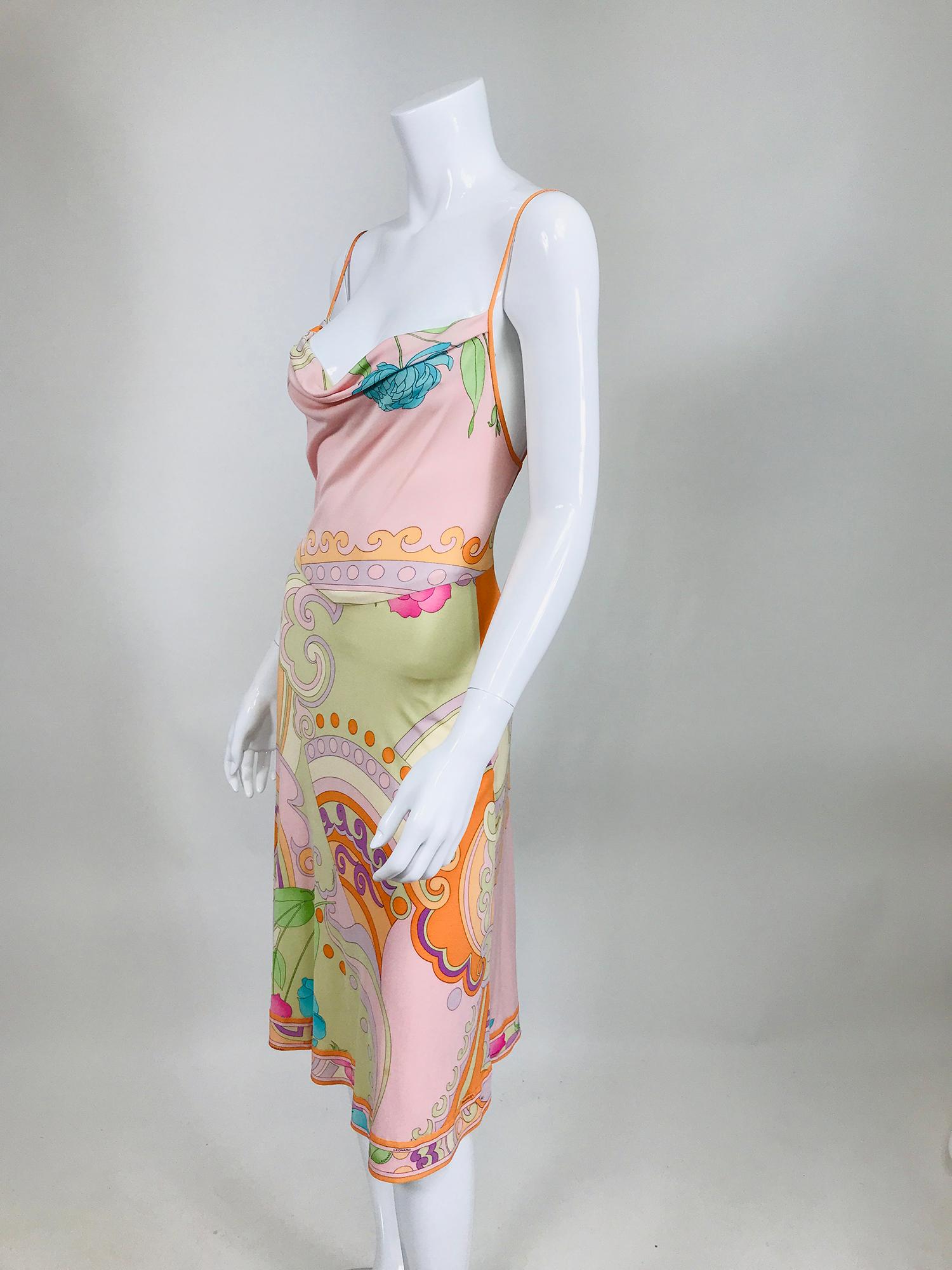 Vestido drapeado de punto de seda Leonard of Paris 7