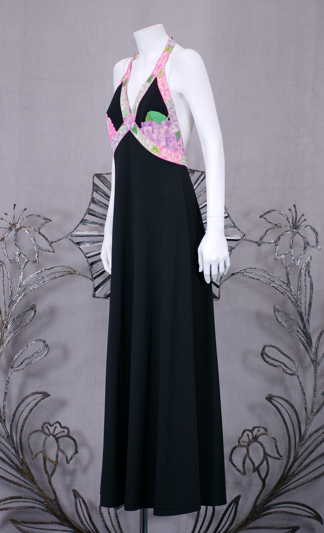 Black Leonard Paris Silk Jersey Halter Dress For Sale