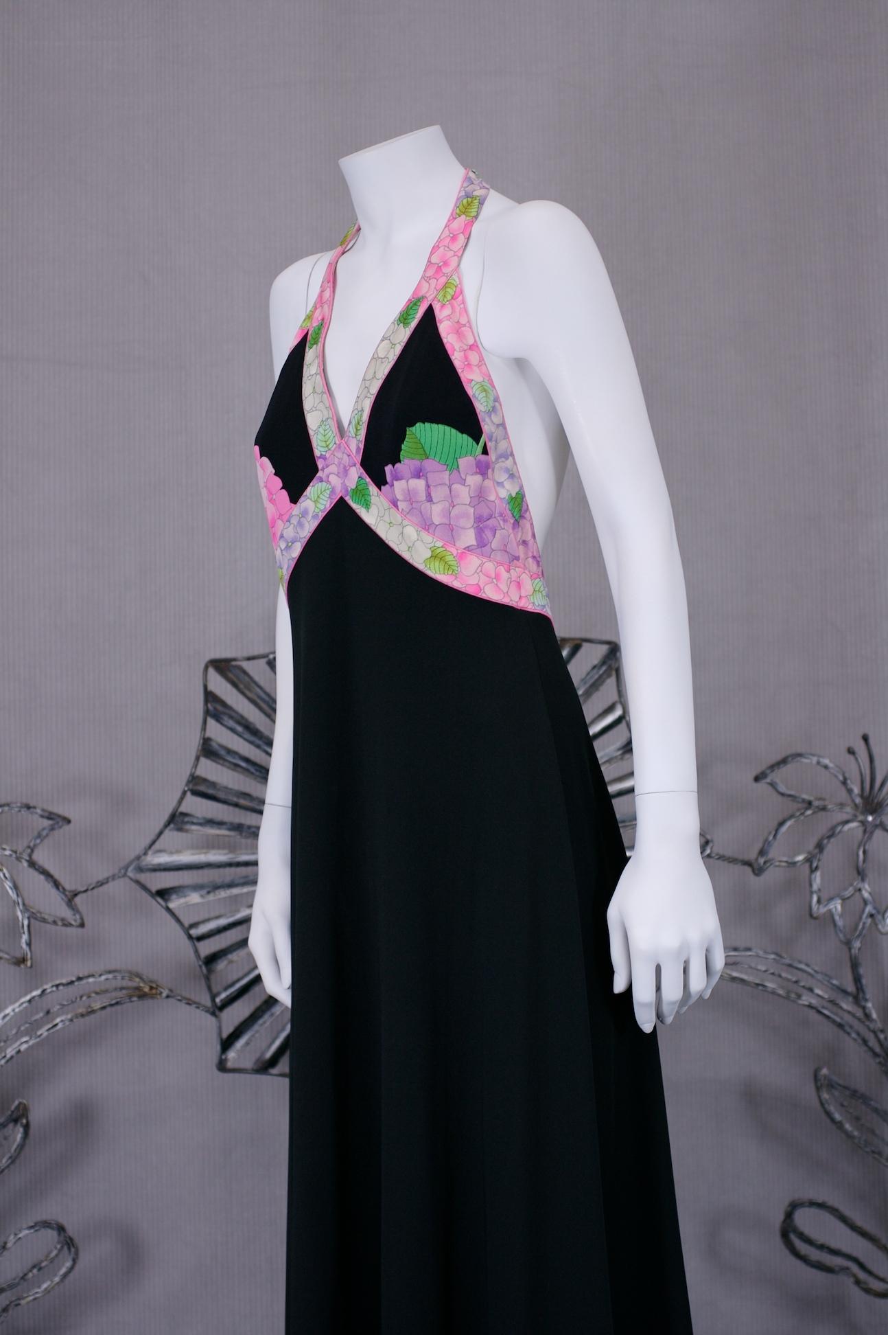 Leonard Paris Silk Jersey Halter Dress In Good Condition For Sale In New York, NY