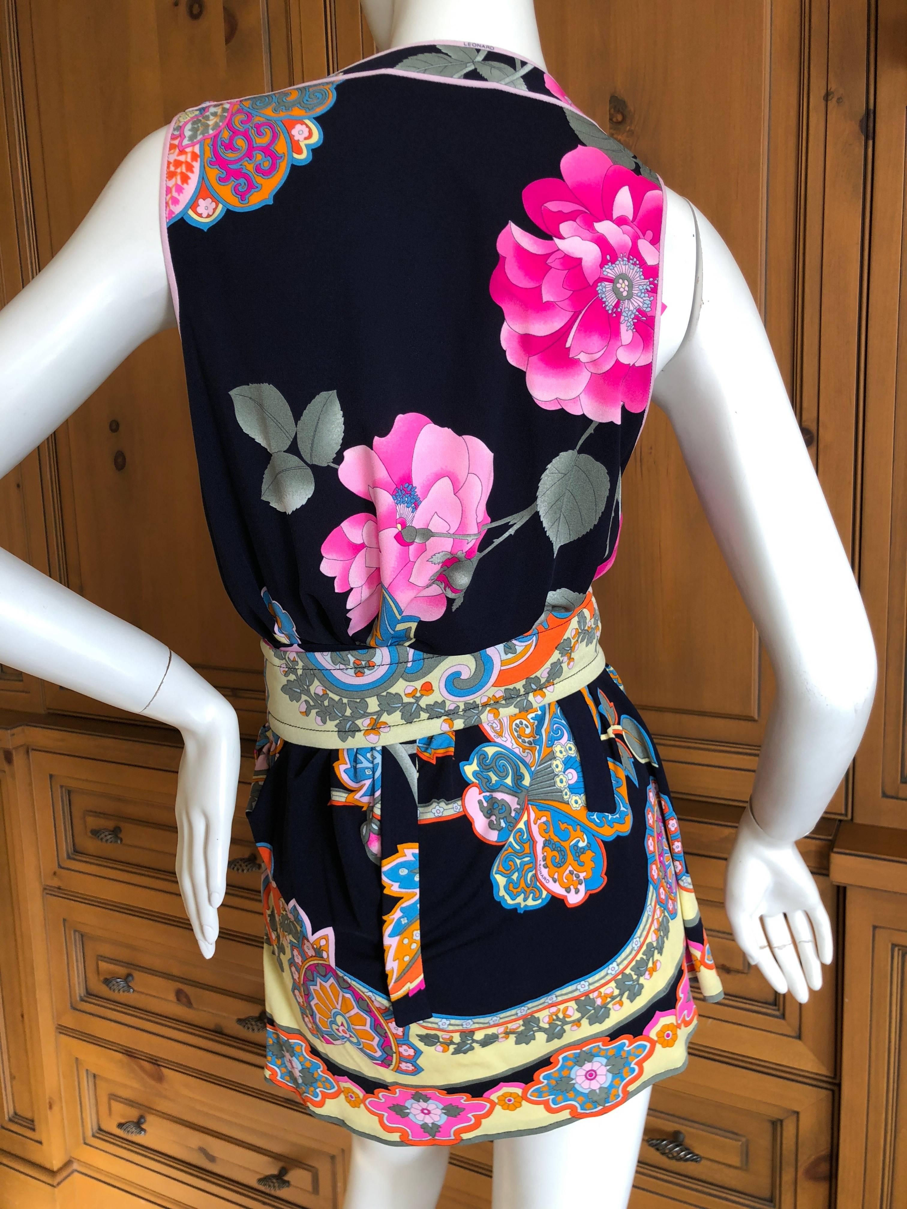 Leonard Paris Silk Jersey Mikado Print Dress or Tunic with Belt New with Tags 2