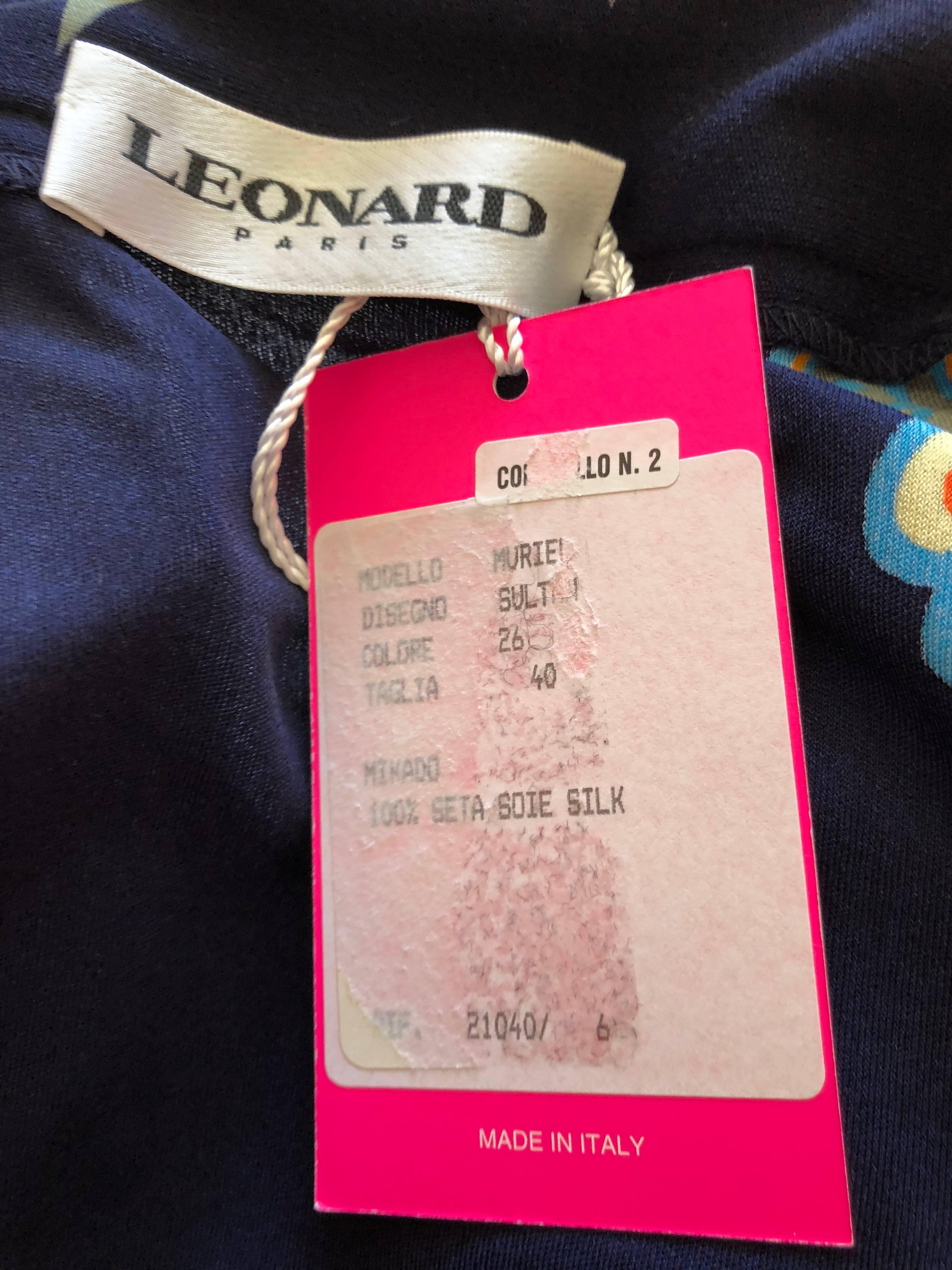 Leonard Paris Silk Jersey Mikado Print Dress or Tunic with Belt New with Tags 4