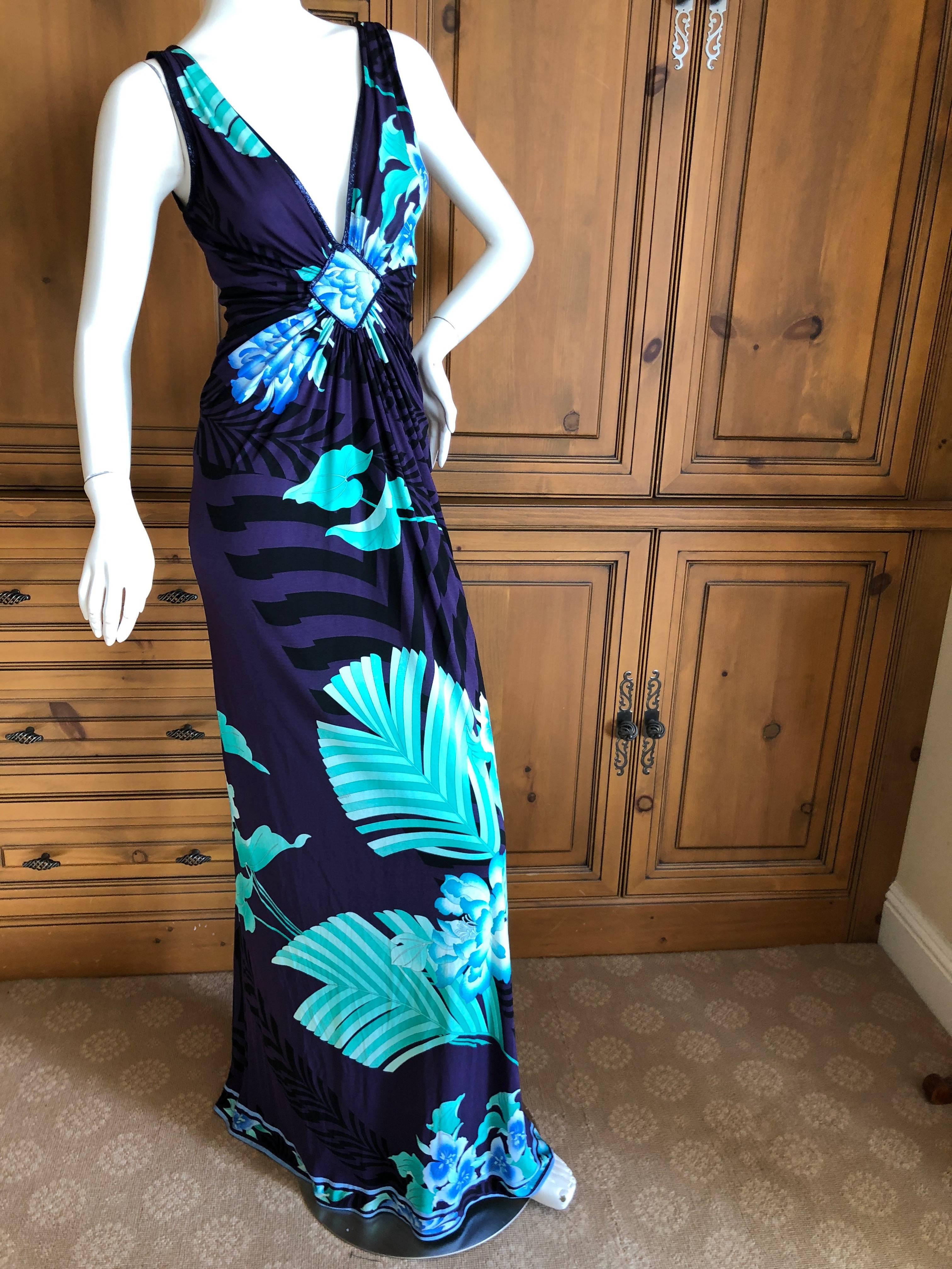 Leonard Paris Silk Jersey Palmetto Leaf Print Dress New with Tags For Sale 6