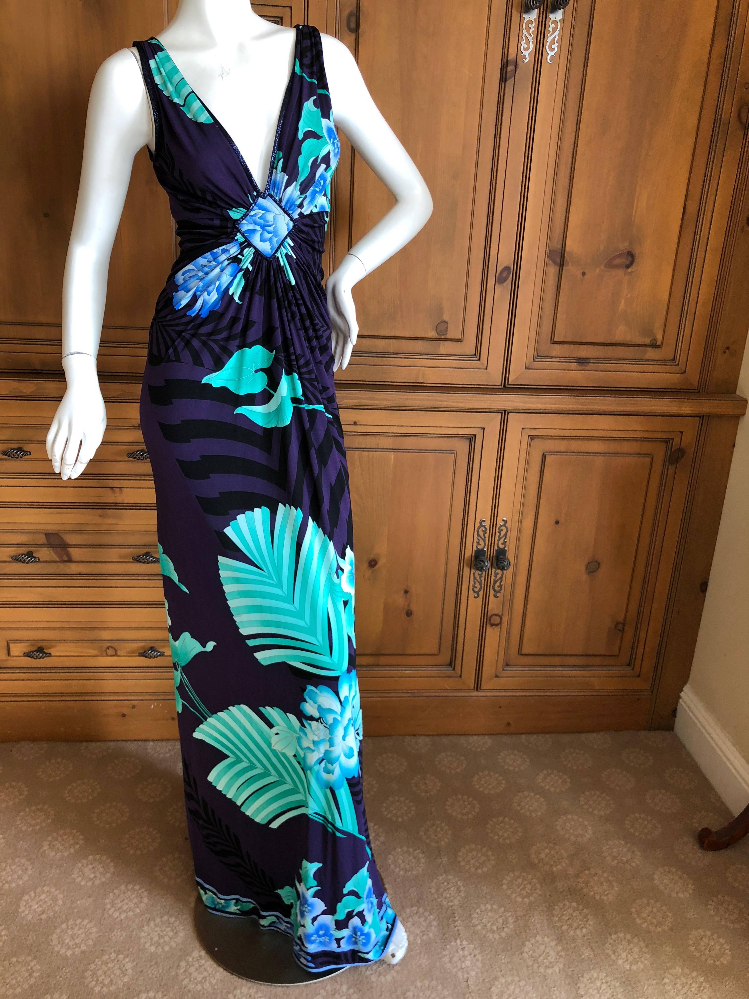 Wonderful floral and leaf print silk jersey dress from Leonard Paris .
Leonard Paris was a contemporary of Pucci, both houses creating brilliant 60's patterns on silk jersey.
 Both were very expensive, and carried in the best stores