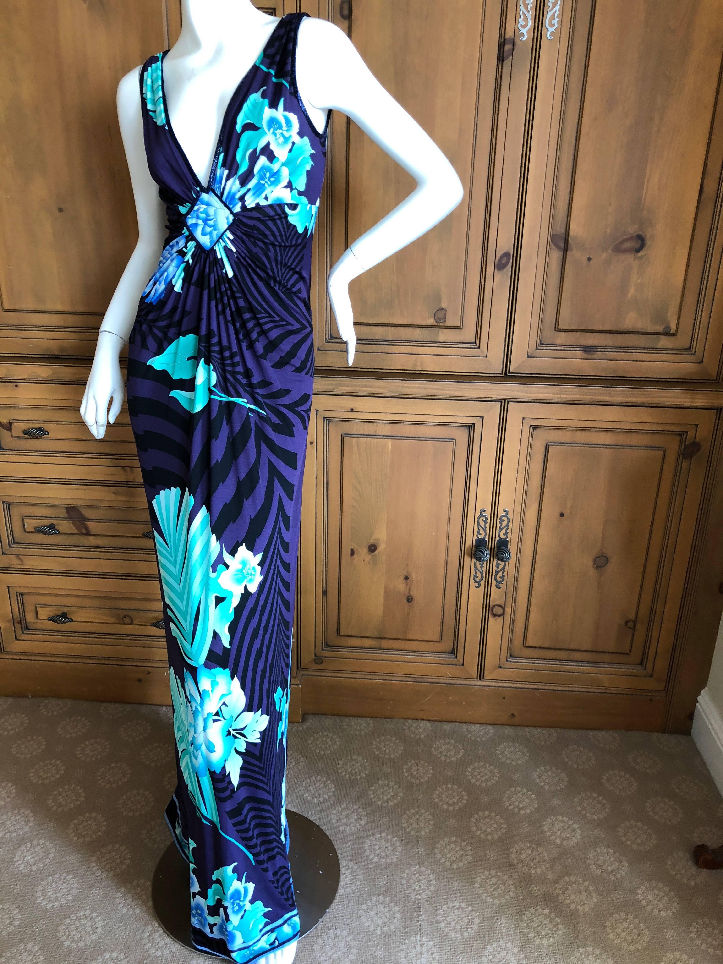 Women's Leonard Paris Silk Jersey Palmetto Leaf Print Dress New with Tags For Sale