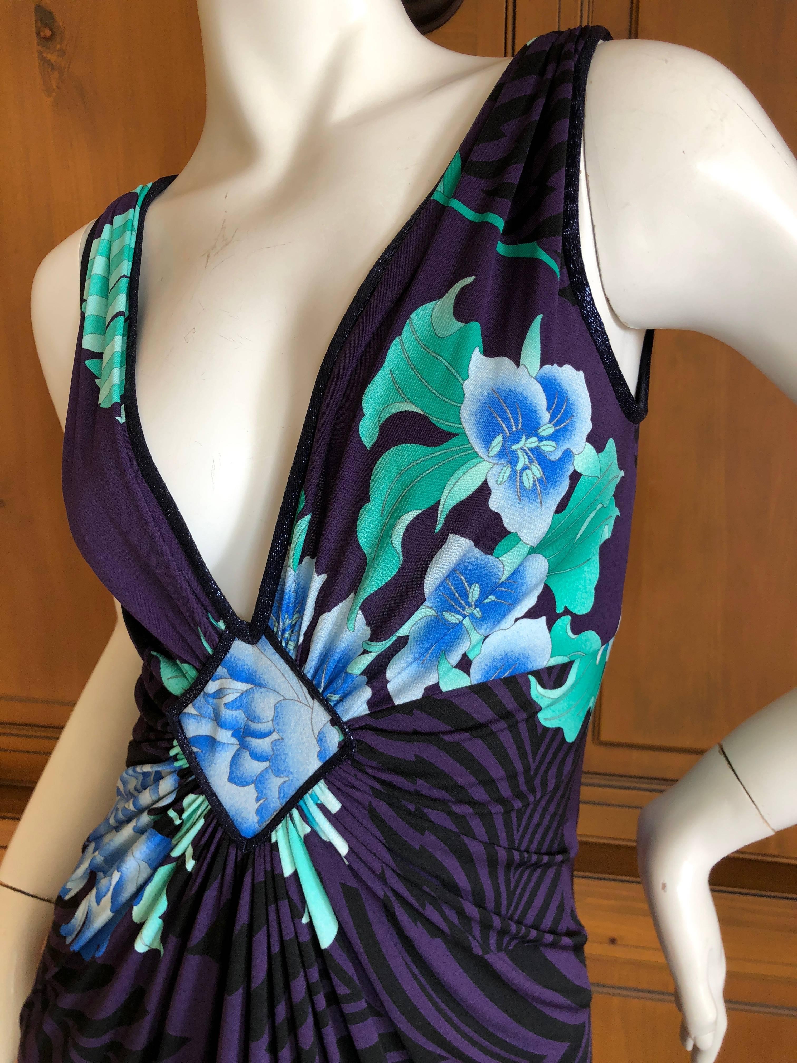Leonard Paris Silk Jersey Palmetto Leaf Print Dress New with Tags For Sale 1
