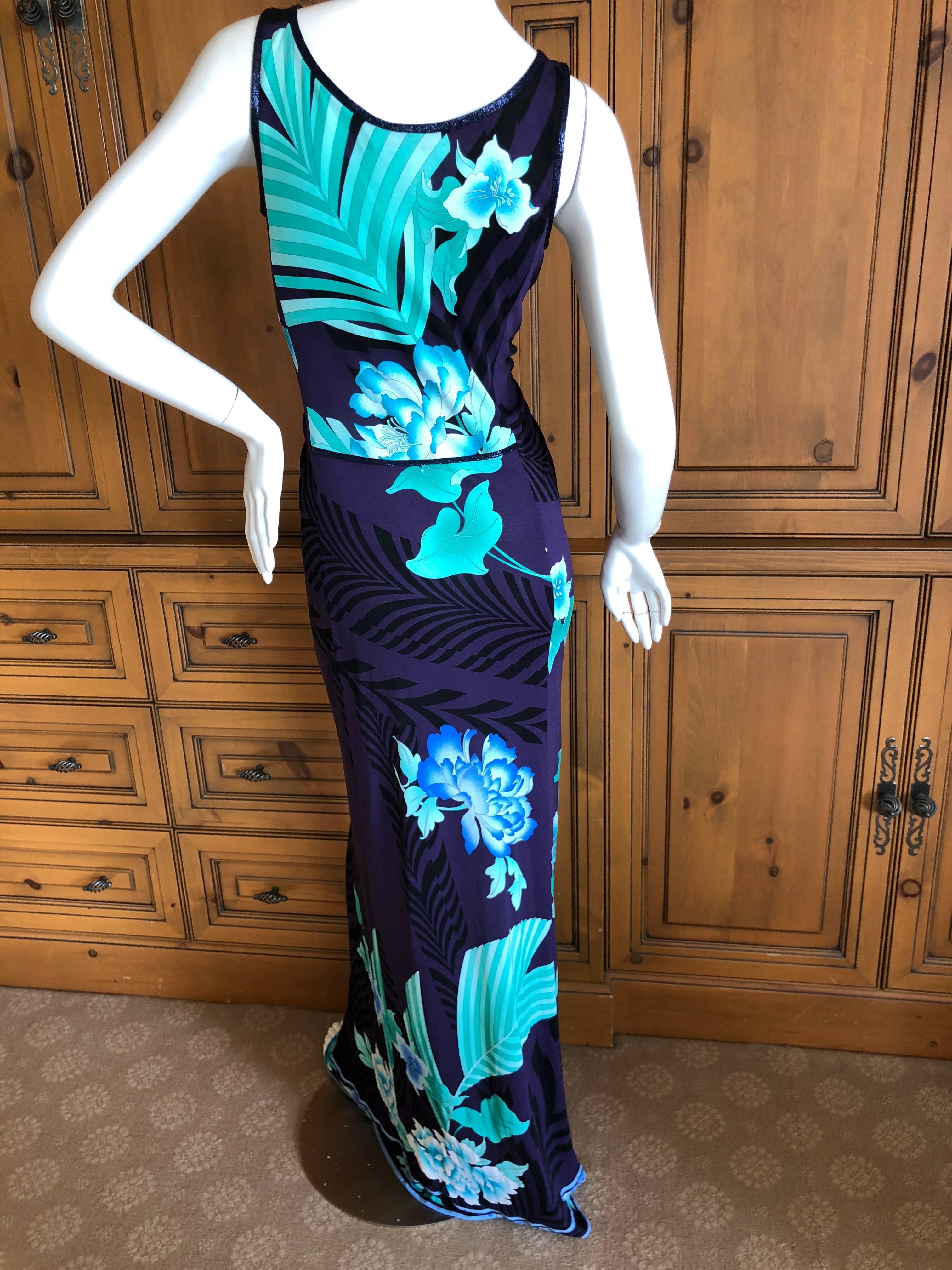 Leonard Paris Silk Jersey Palmetto Leaf Print Dress New with Tags For Sale 2