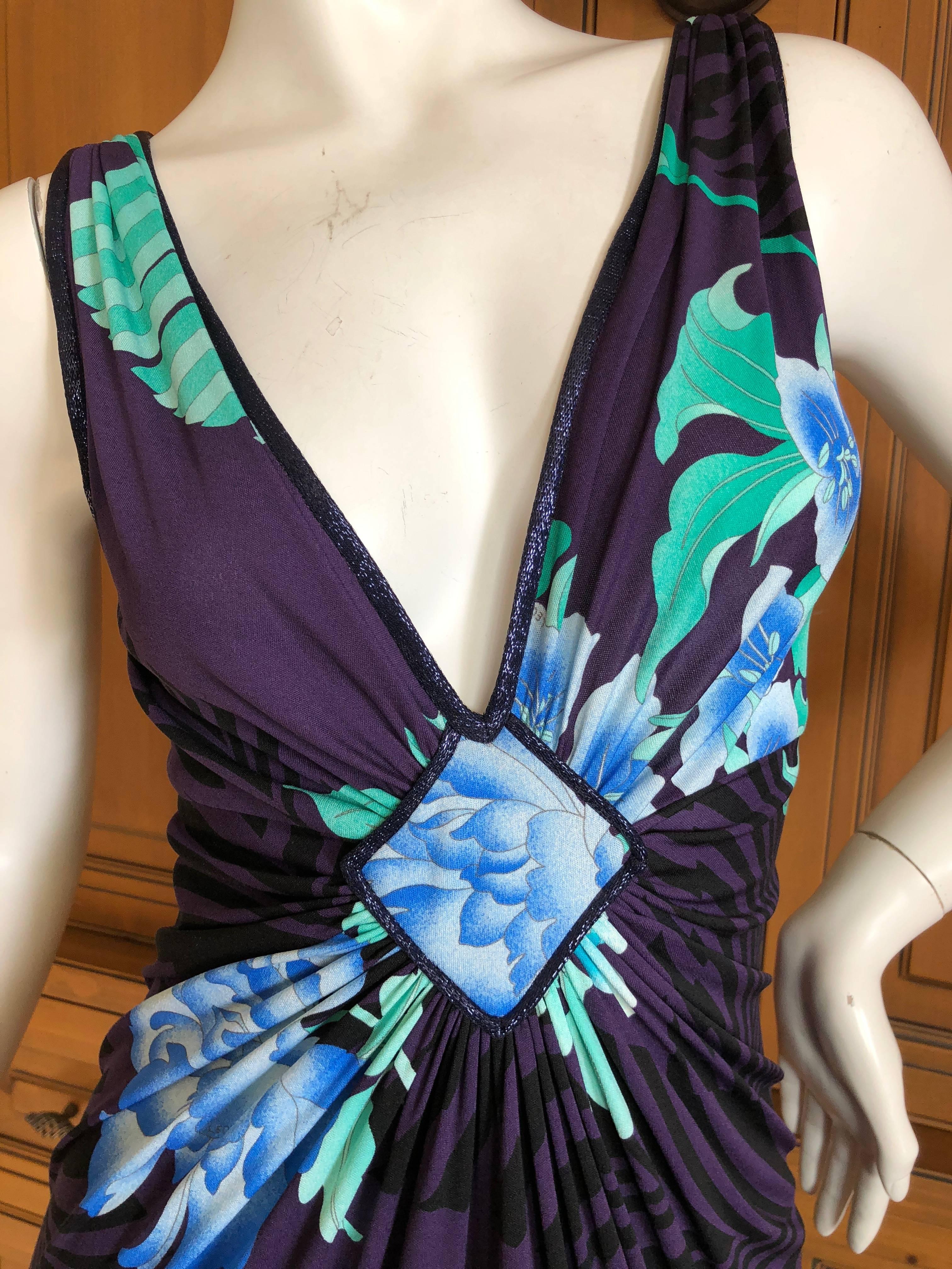 Leonard Paris Silk Jersey Palmetto Leaf Print Dress New with Tags For Sale 3