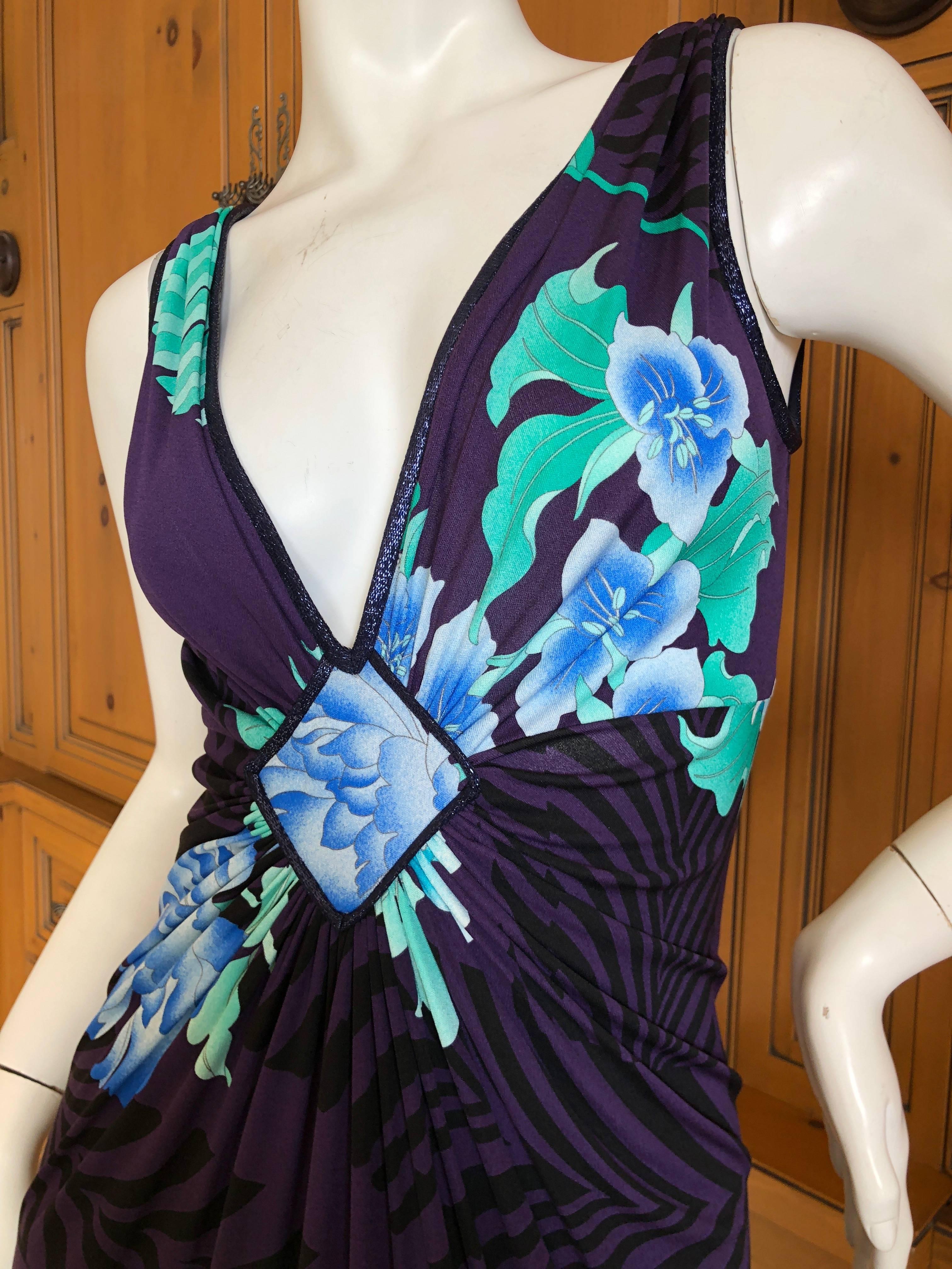 Leonard Paris Silk Jersey Palmetto Leaf Print Dress New with Tags For Sale 4