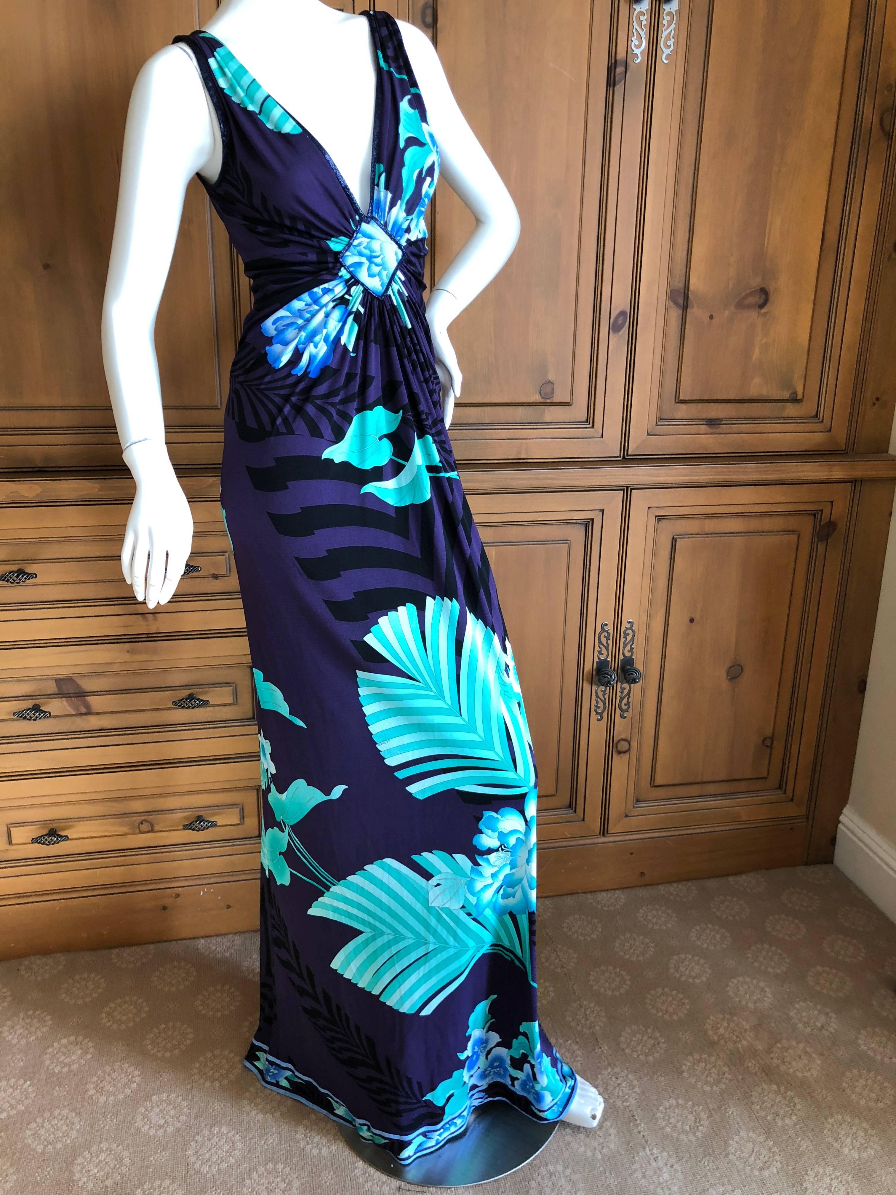 Leonard Paris Silk Jersey Palmetto Leaf Print Dress New with Tags For Sale 5