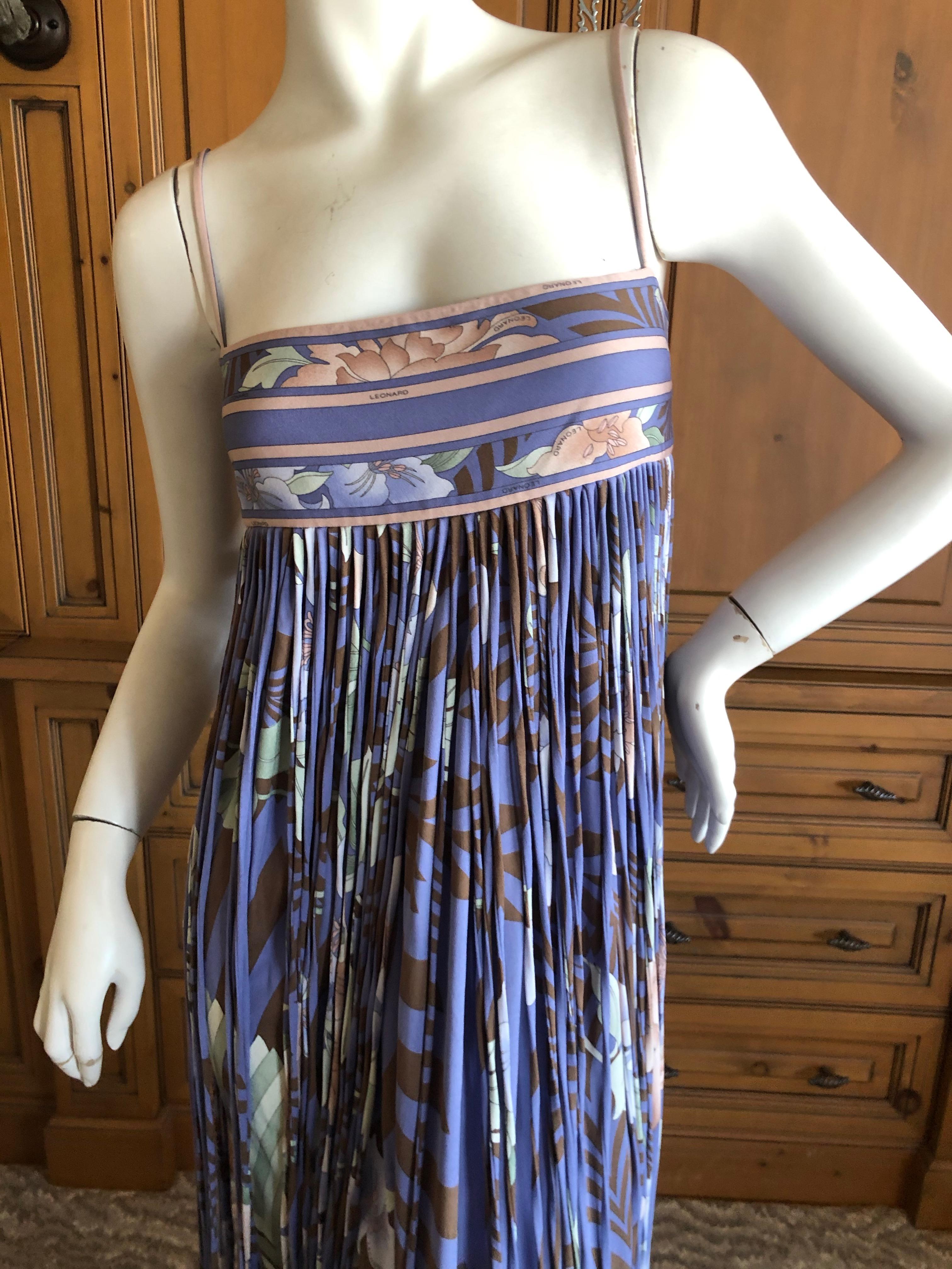 Women's Leonard Paris Silk Jersey Unusual Vintage Long Evening Dress with Fringe For Sale