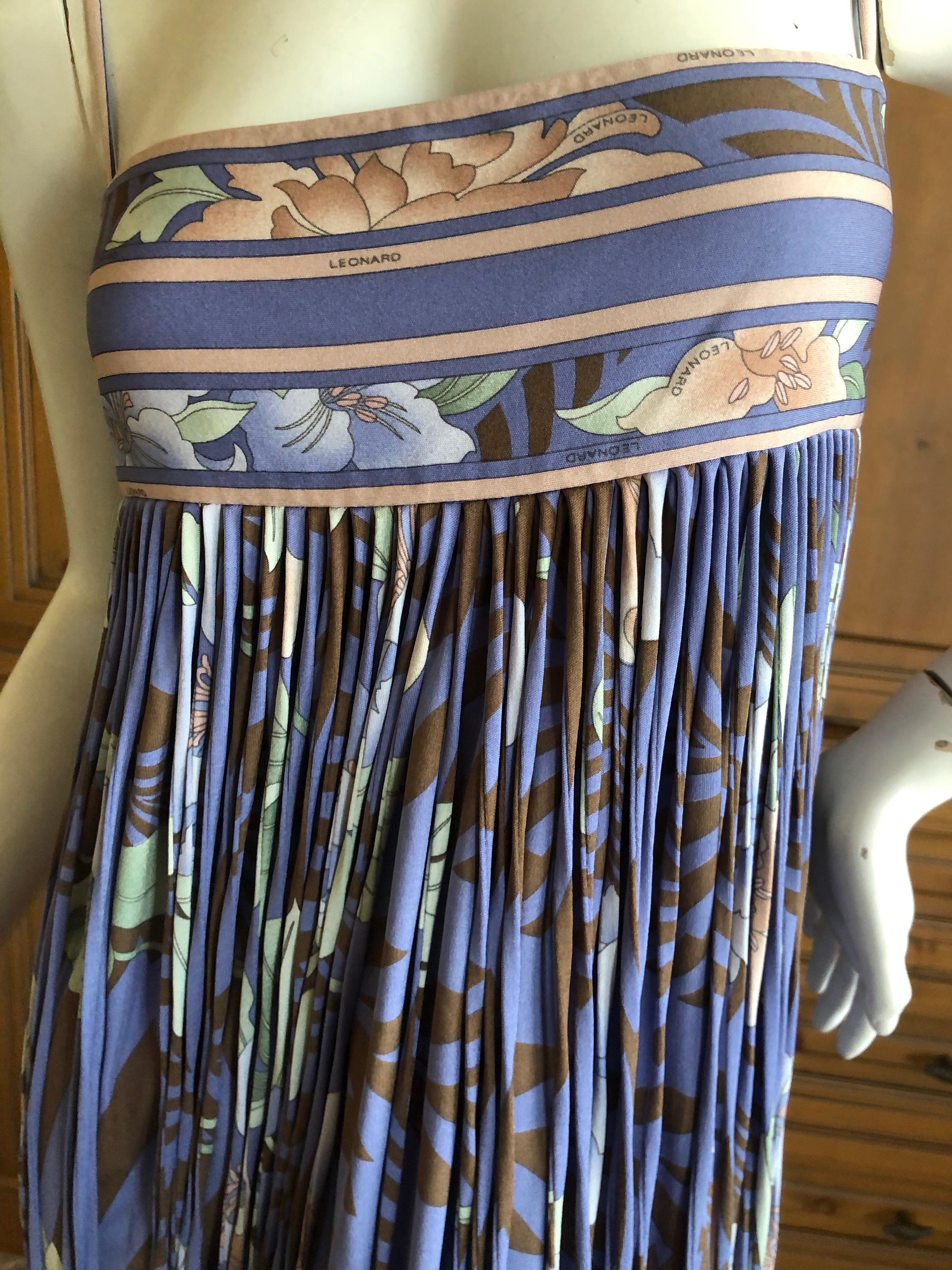 Women's Leonard Paris Silk Jersey Unusual Vintage Long Evening Dress with Fringe For Sale