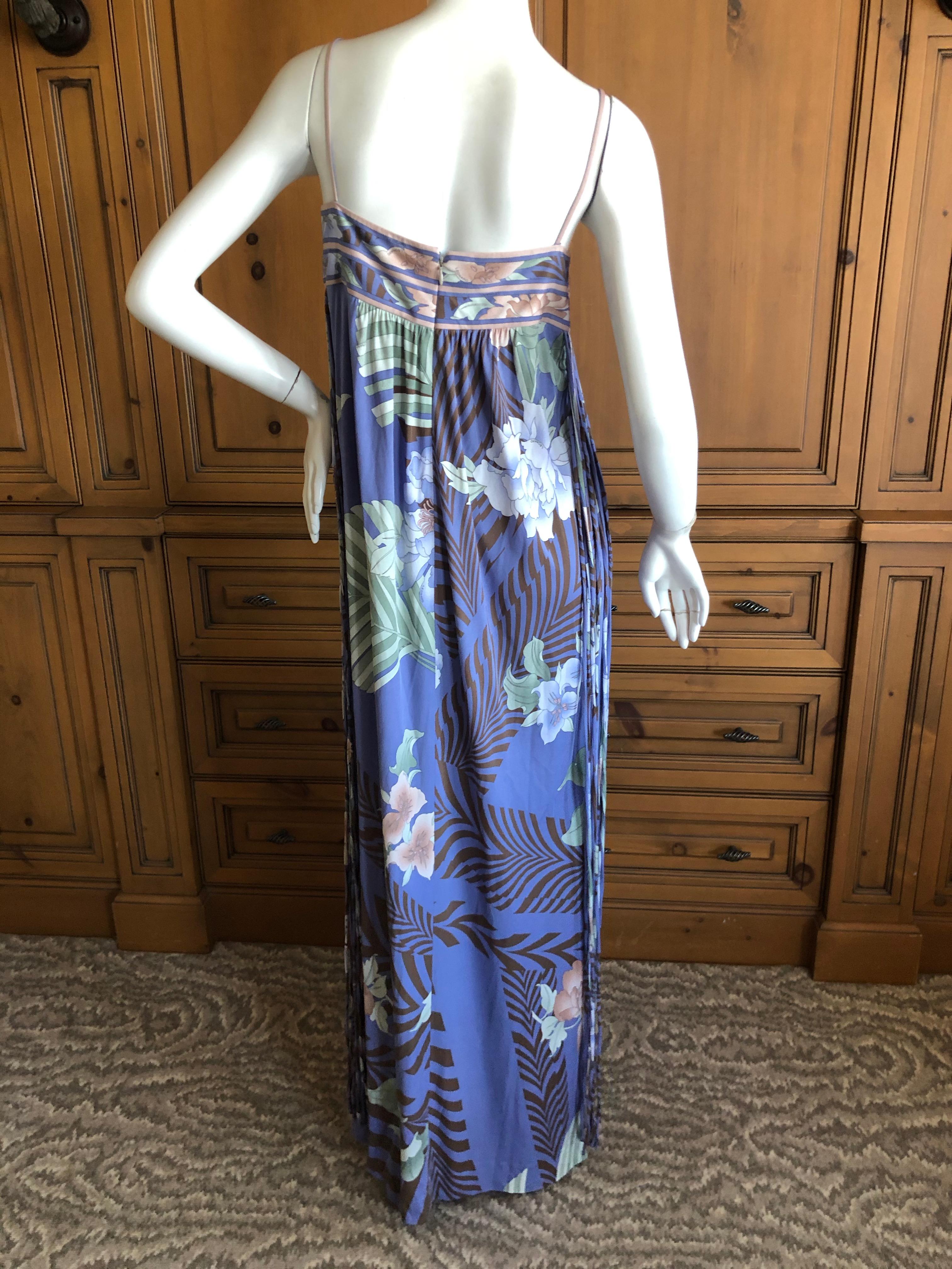 Leonard Paris Silk Jersey Unusual Vintage Long Evening Dress with Fringe For Sale 2