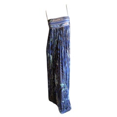 Leonard Paris Silk Jersey Unusual Vintage Long Evening Dress with Fringe